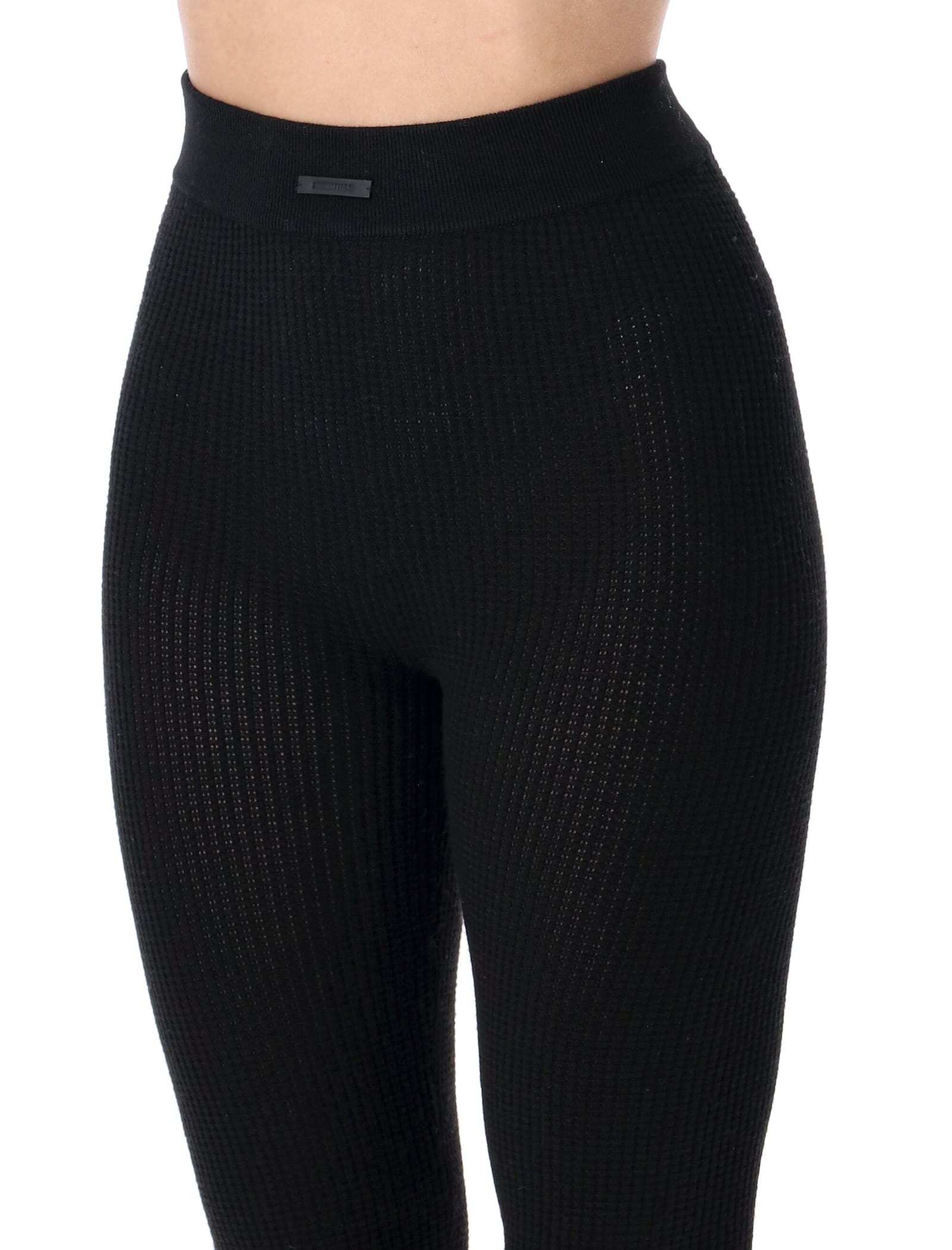 Fear Of God Essentials Black Waffle Leggings In Black