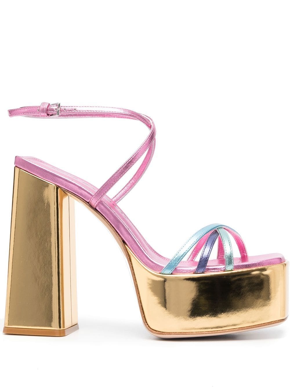 Haus Of Honey Wannabe Mirror Leather Sandals In Multi