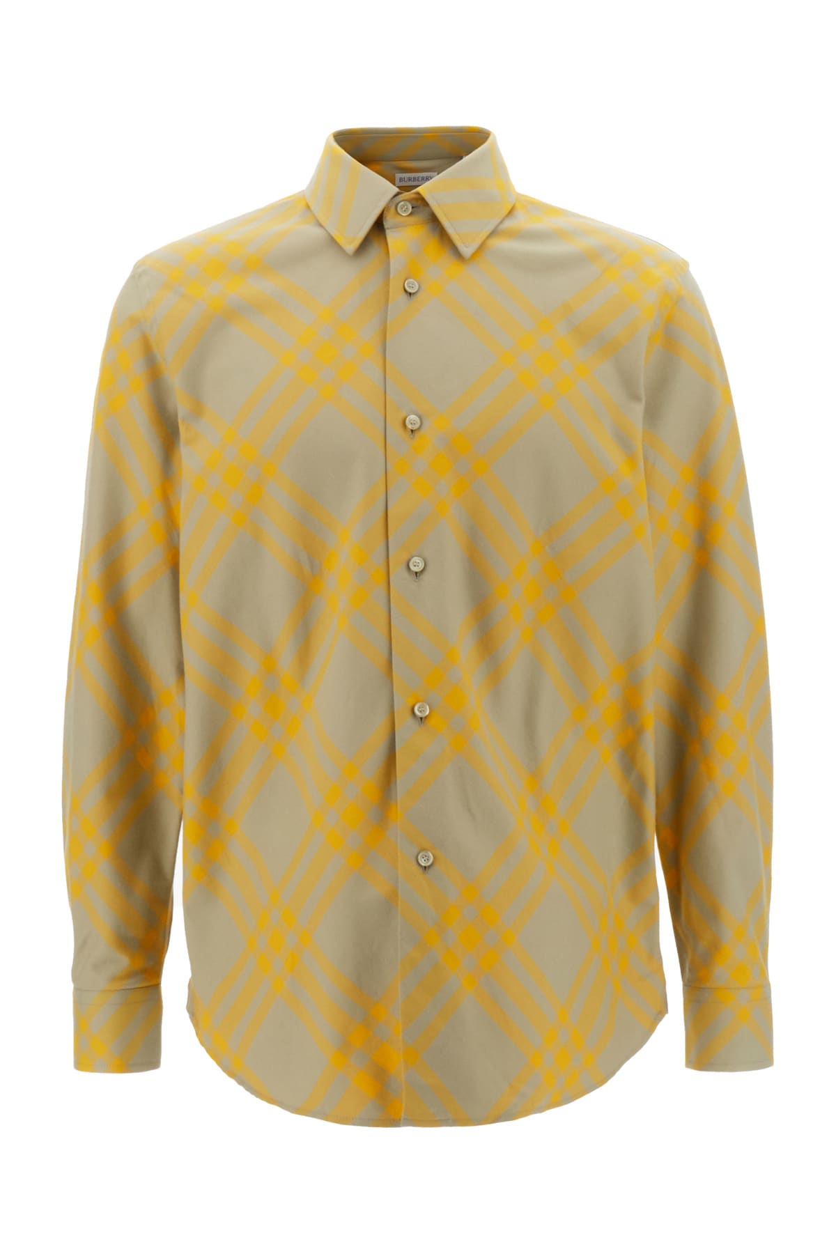 Shop Burberry Printed Cotton Shirt In Hunter Ip Check