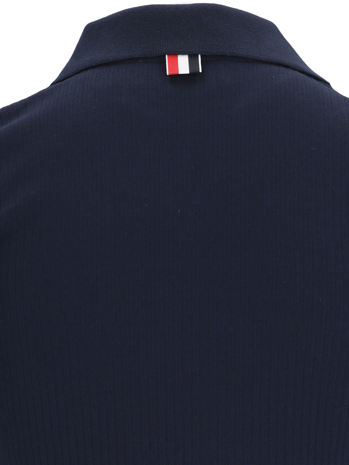 Shop Thom Browne Three Stripes Knit Polo Shirt In Blue