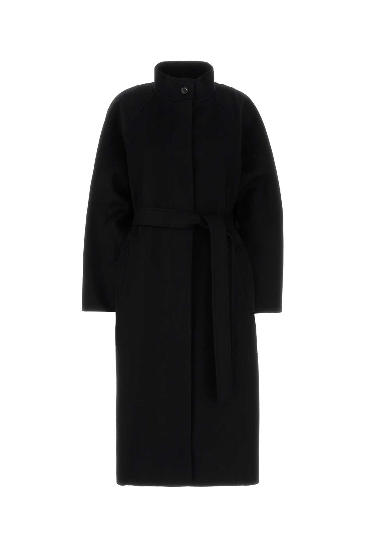 Loewe Black Wool Blend Coat In Black