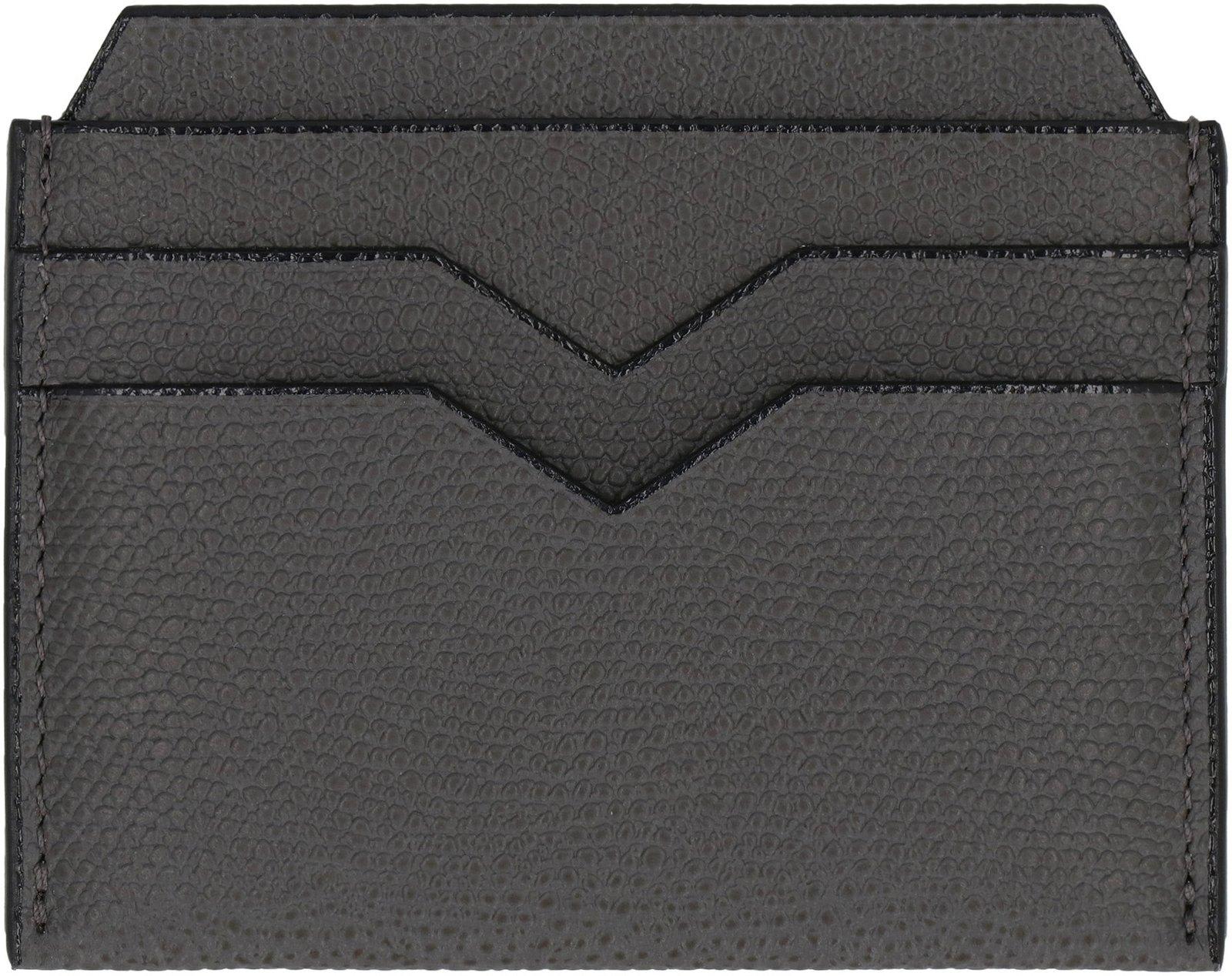 Valextra V-shaped Lacquered Edge Cardholder In Grigio