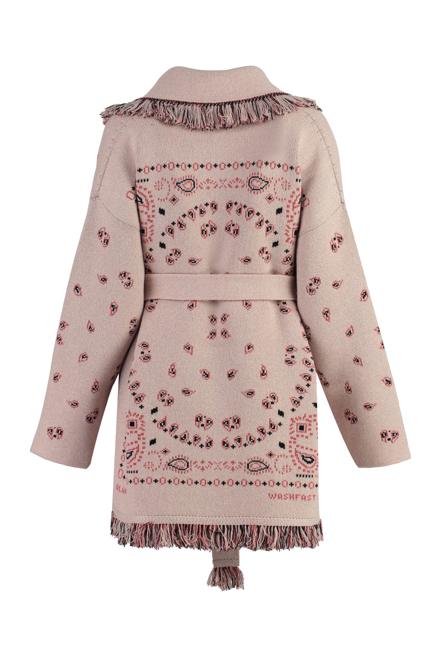 Shop Alanui Bandana Jacquard Cashmere Cardigan In Pink
