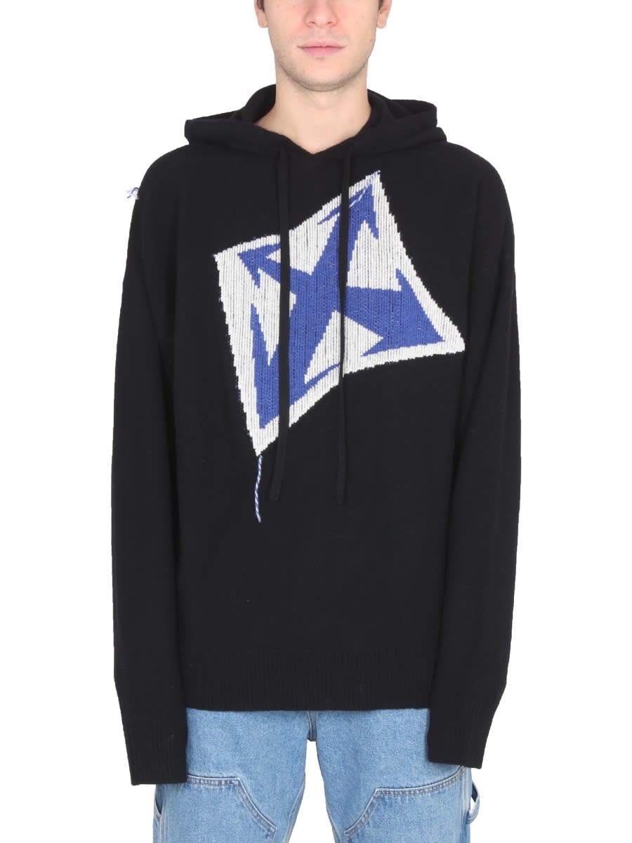 Shop Off-white Thunder Arrow Hooded Jersey In Black