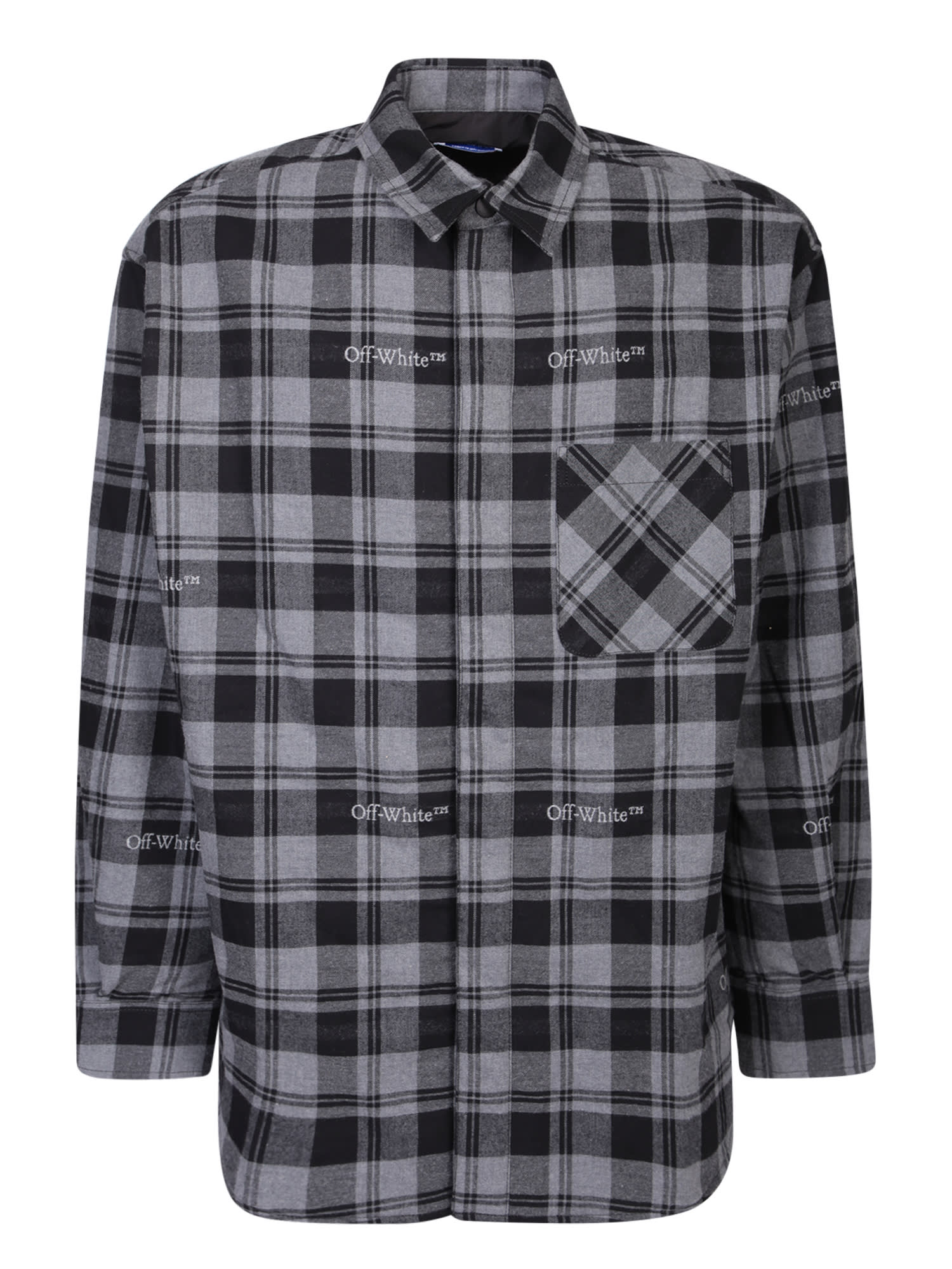 Shop Off-white Black/gray Checked Shirt Jacket In Green
