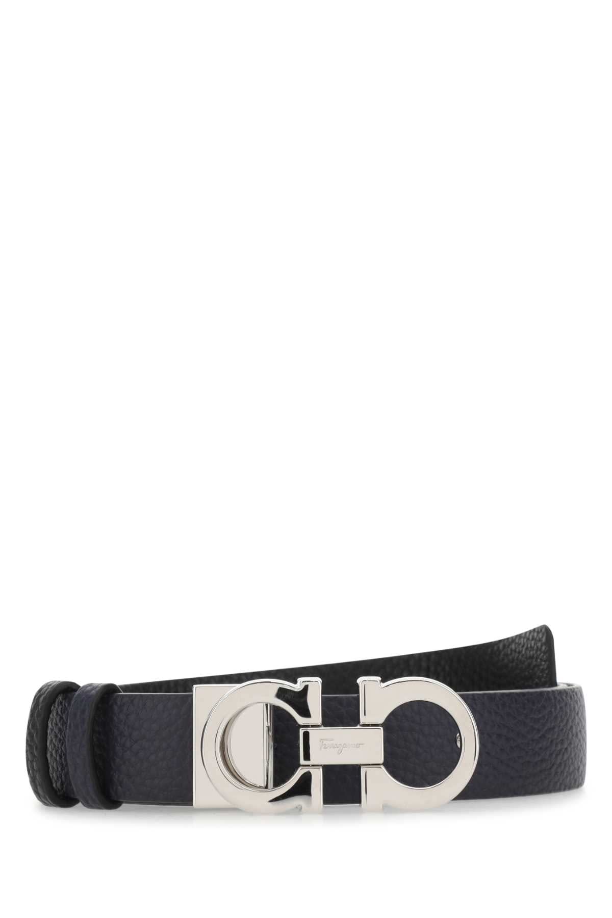 Ferragamo Black Reversible Gancini Buckle Belt In Black