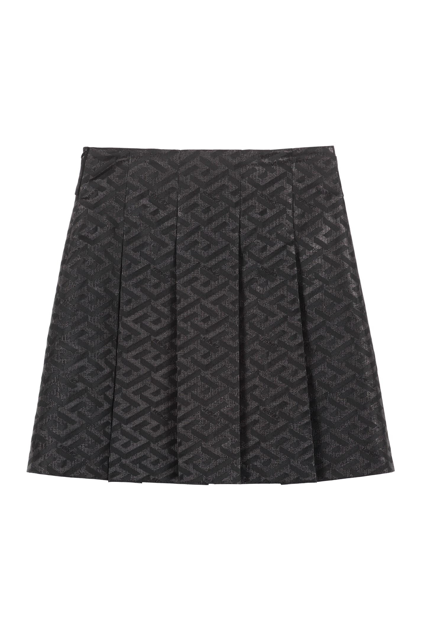 Shop Young Versace Pleated Mini Skirt In Black