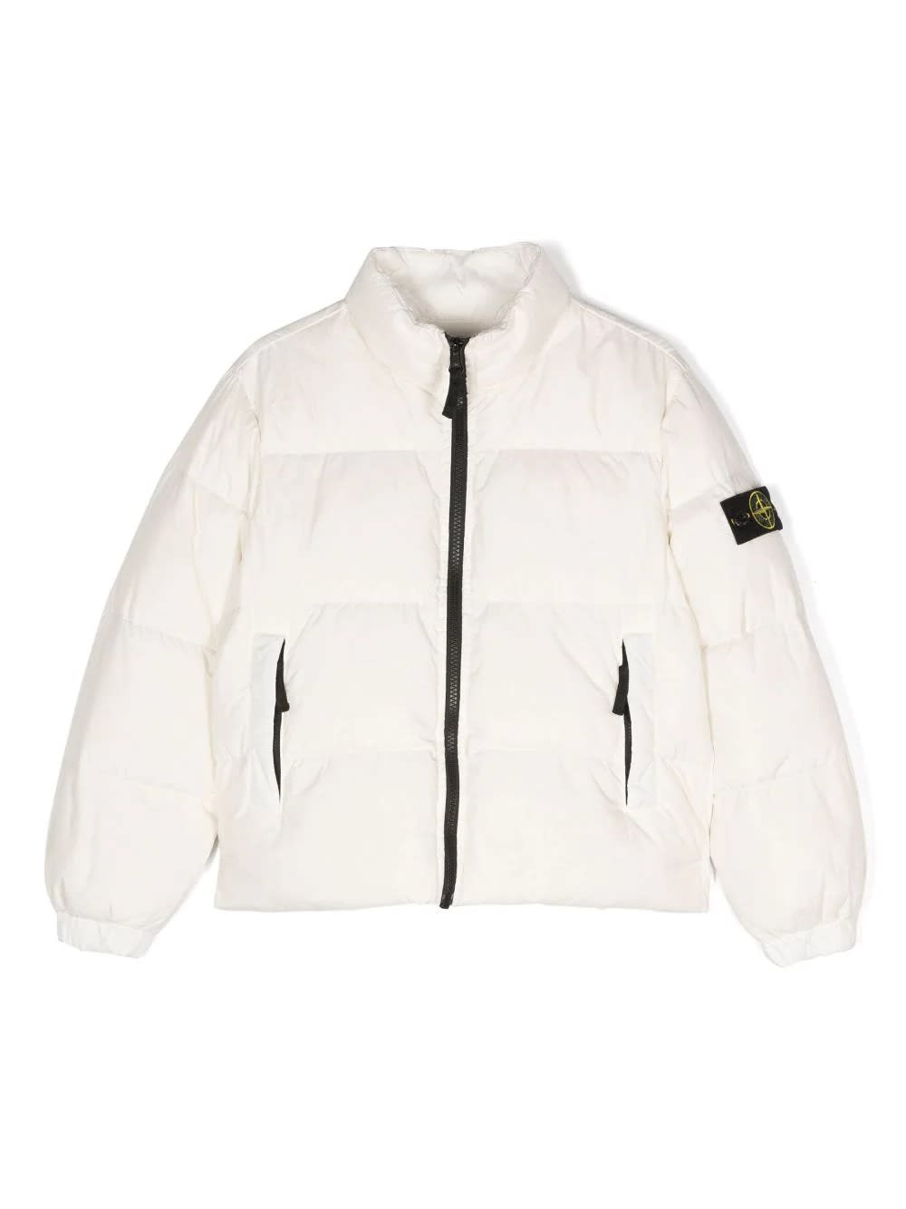 Stone Island Kids' White Dyed Crinkle Reps R-ny Down Jacket