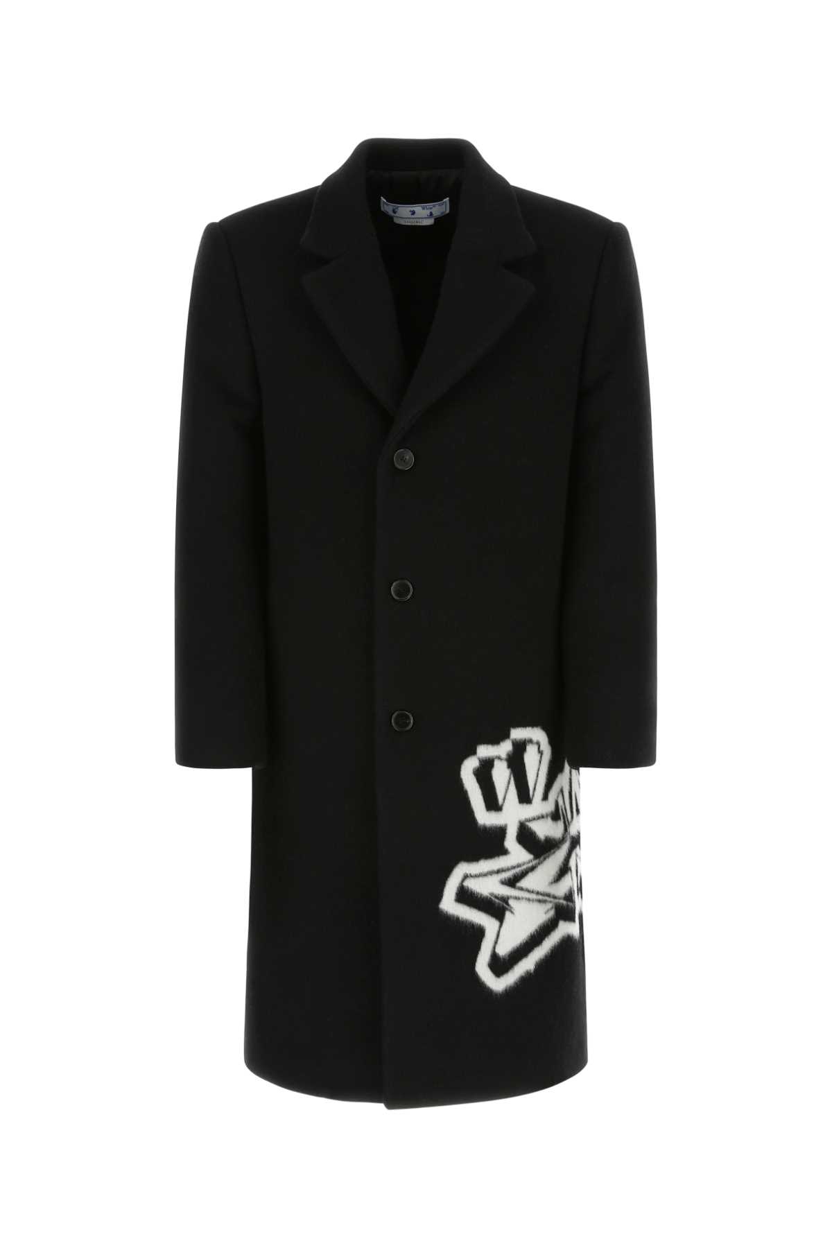 Shop Off-white Black Wool Blend Coat In 1001