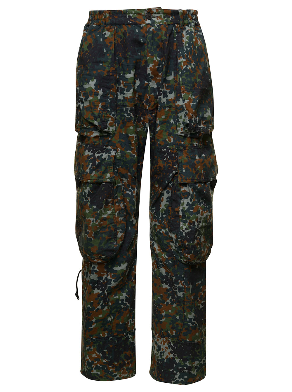 Multicolor Cargo Pants With Camo Print In Stretch Cotton Man