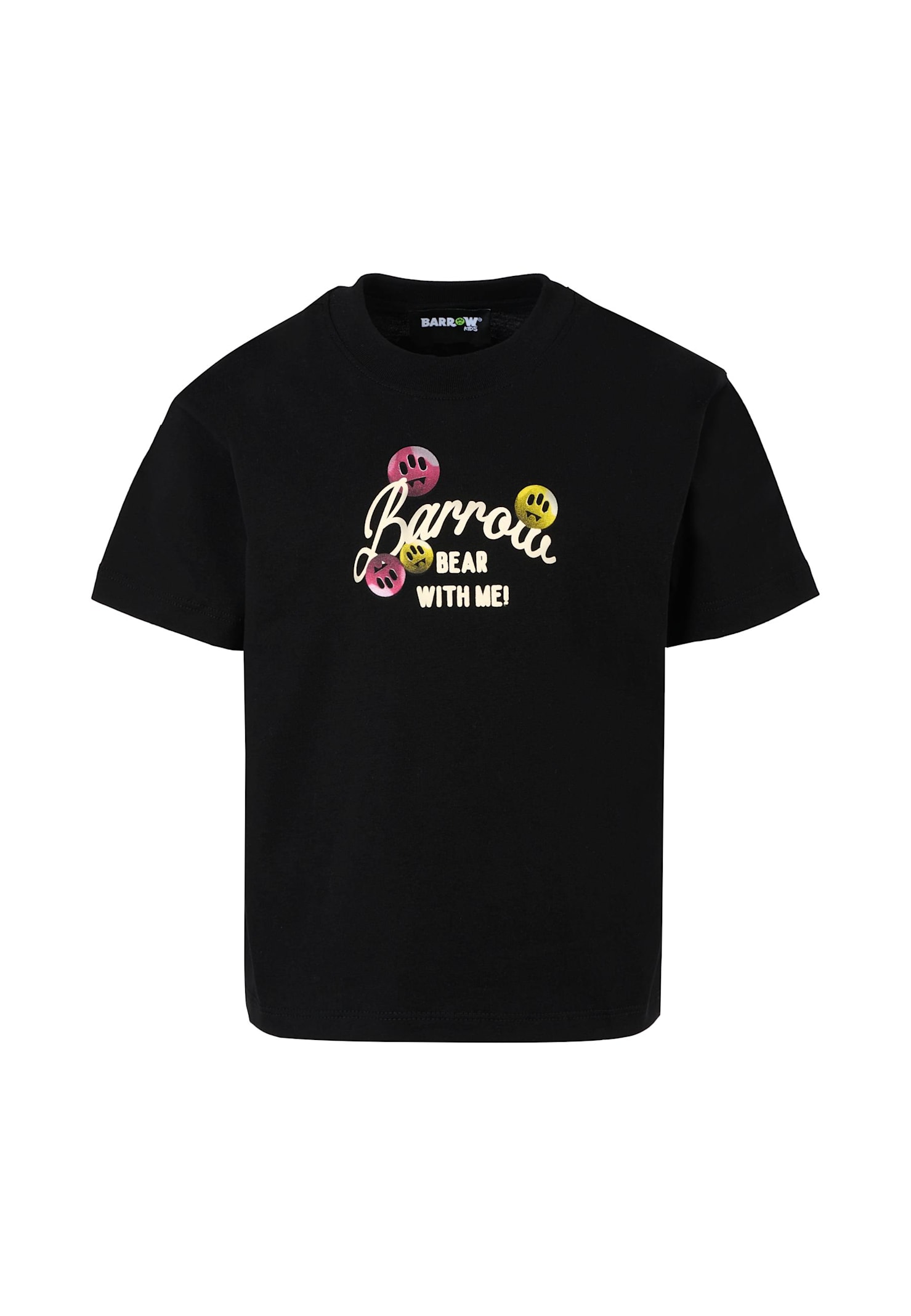 Barrow Black T-shirt For Girl With Bear Print In Black