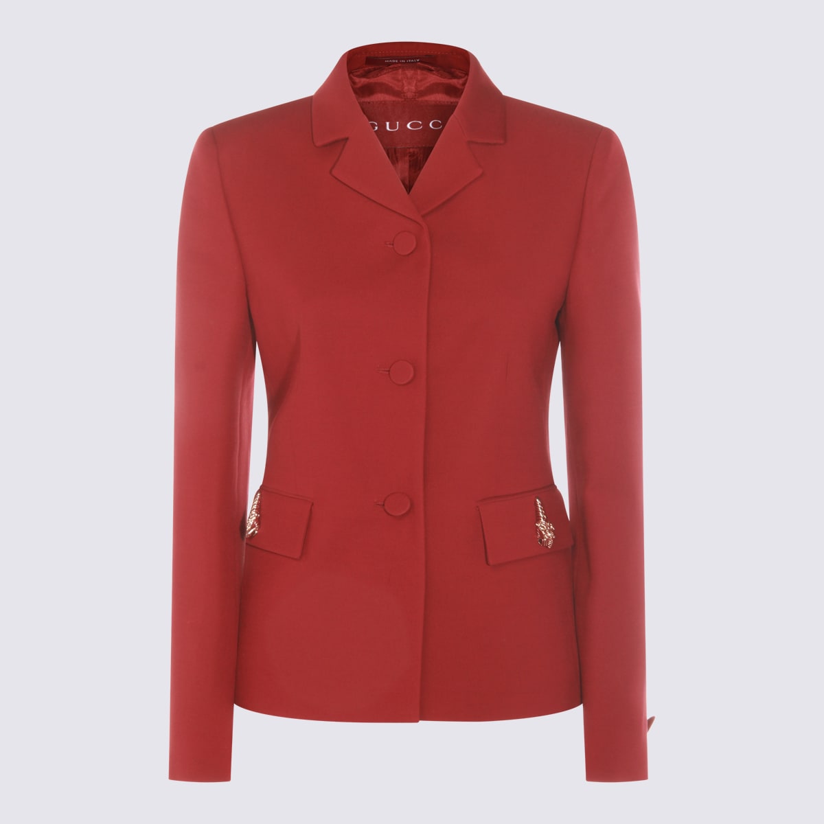 Gucci Red Silk Blazer In Red
