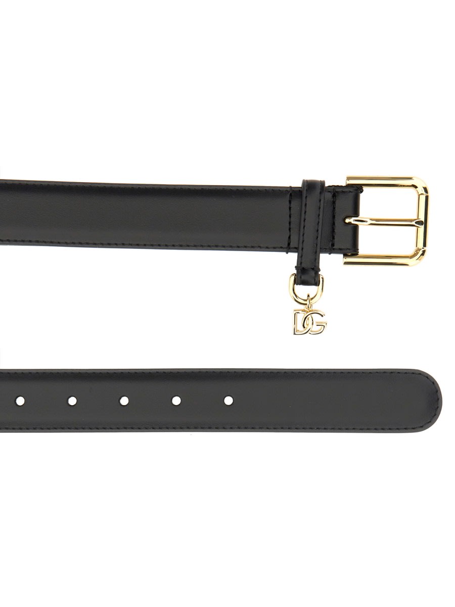 Shop Dolce & Gabbana Dg Logo Belt In Black