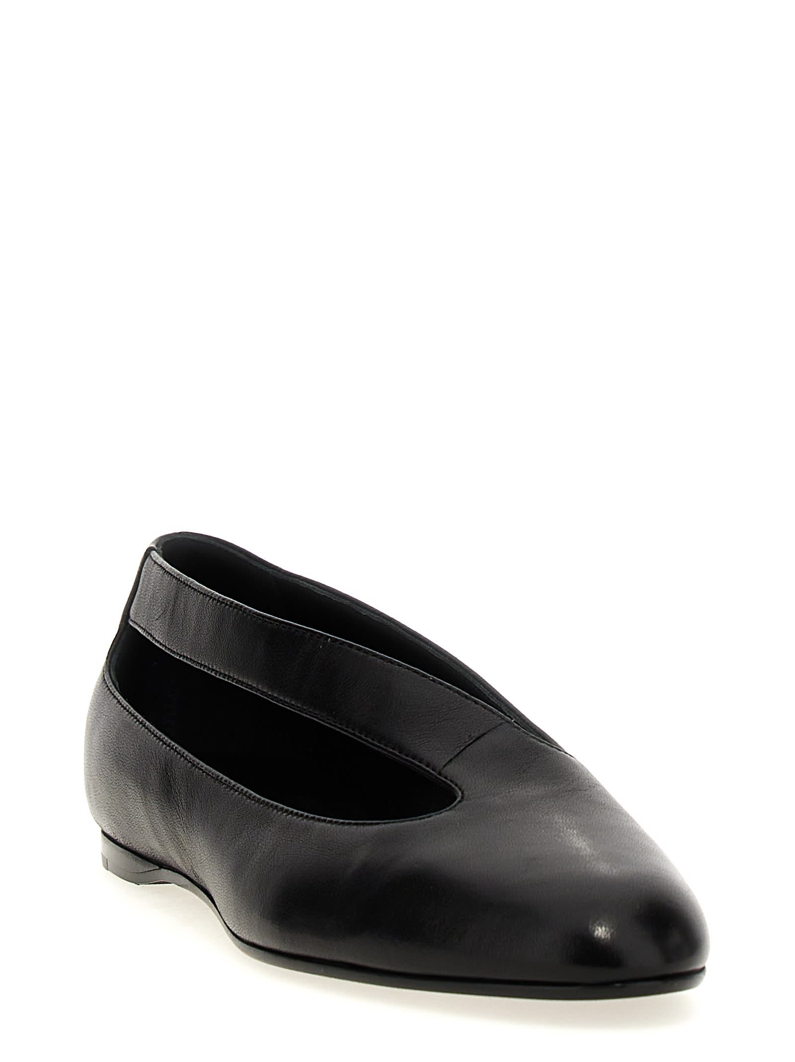 Khaite Asymmetric Cut-out Flat Shoes In Lambskin Leather In Black