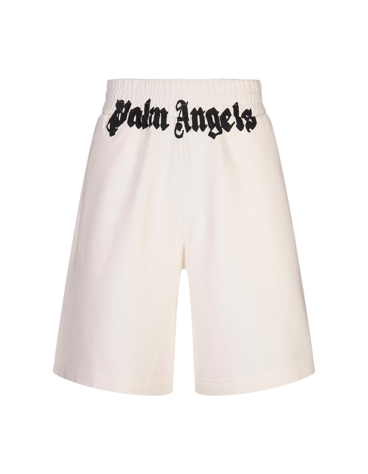 Palm Angels White Sports Bermuda Shorts With Logo On Waist In Purple