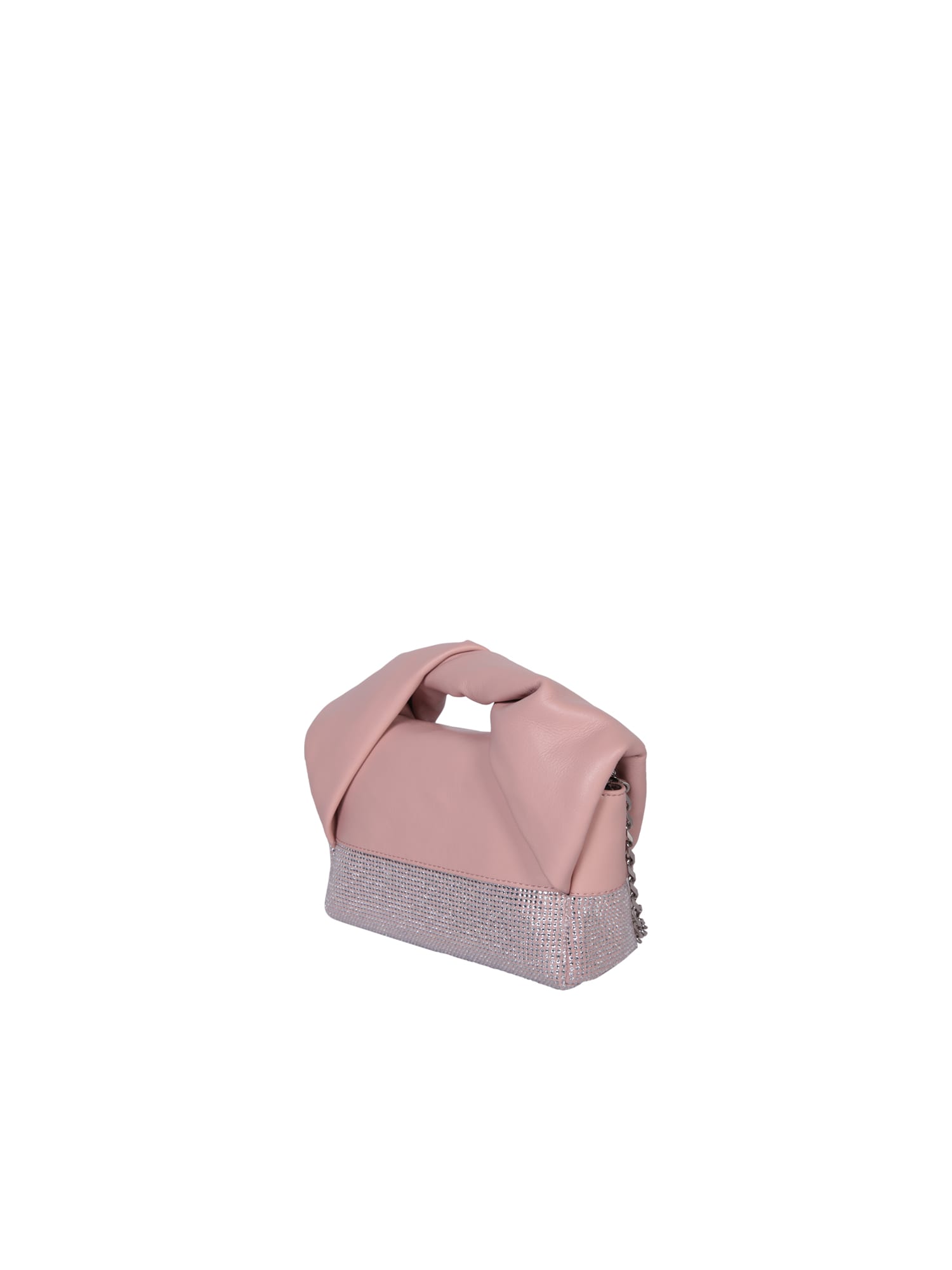 Jw Anderson Medium Twister - Leather Top Handle Bag With Crystals In Dusty Rose