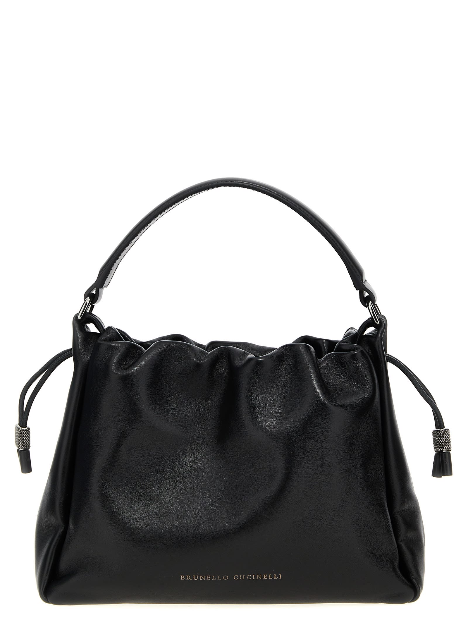 Shop Brunello Cucinelli Monile Leather Handbag In Black