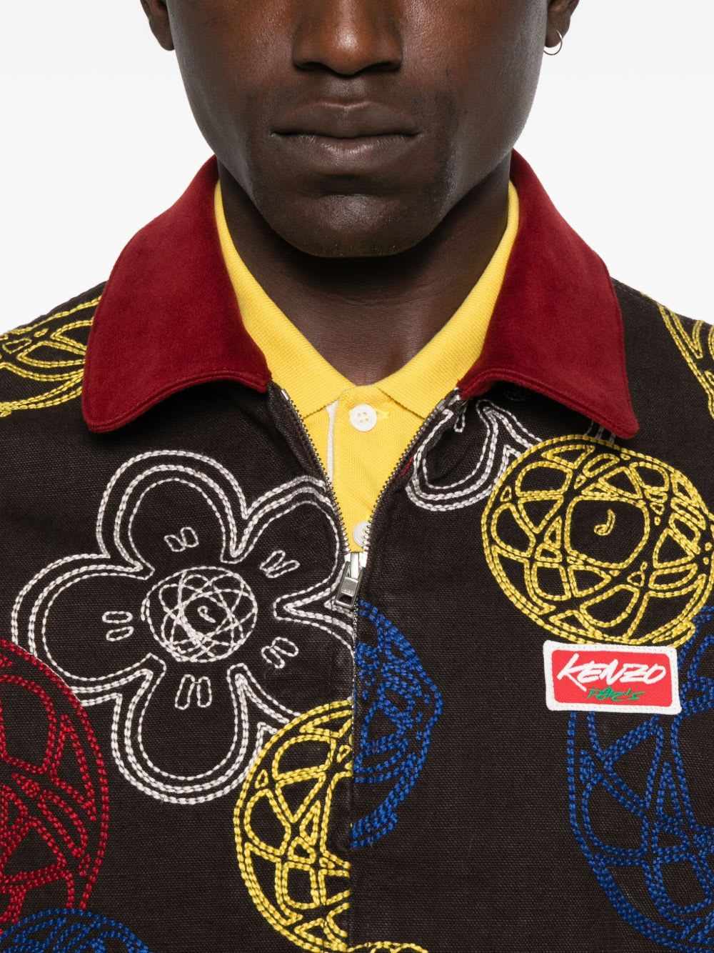 Kenzo Embroidered Jacket In Brown