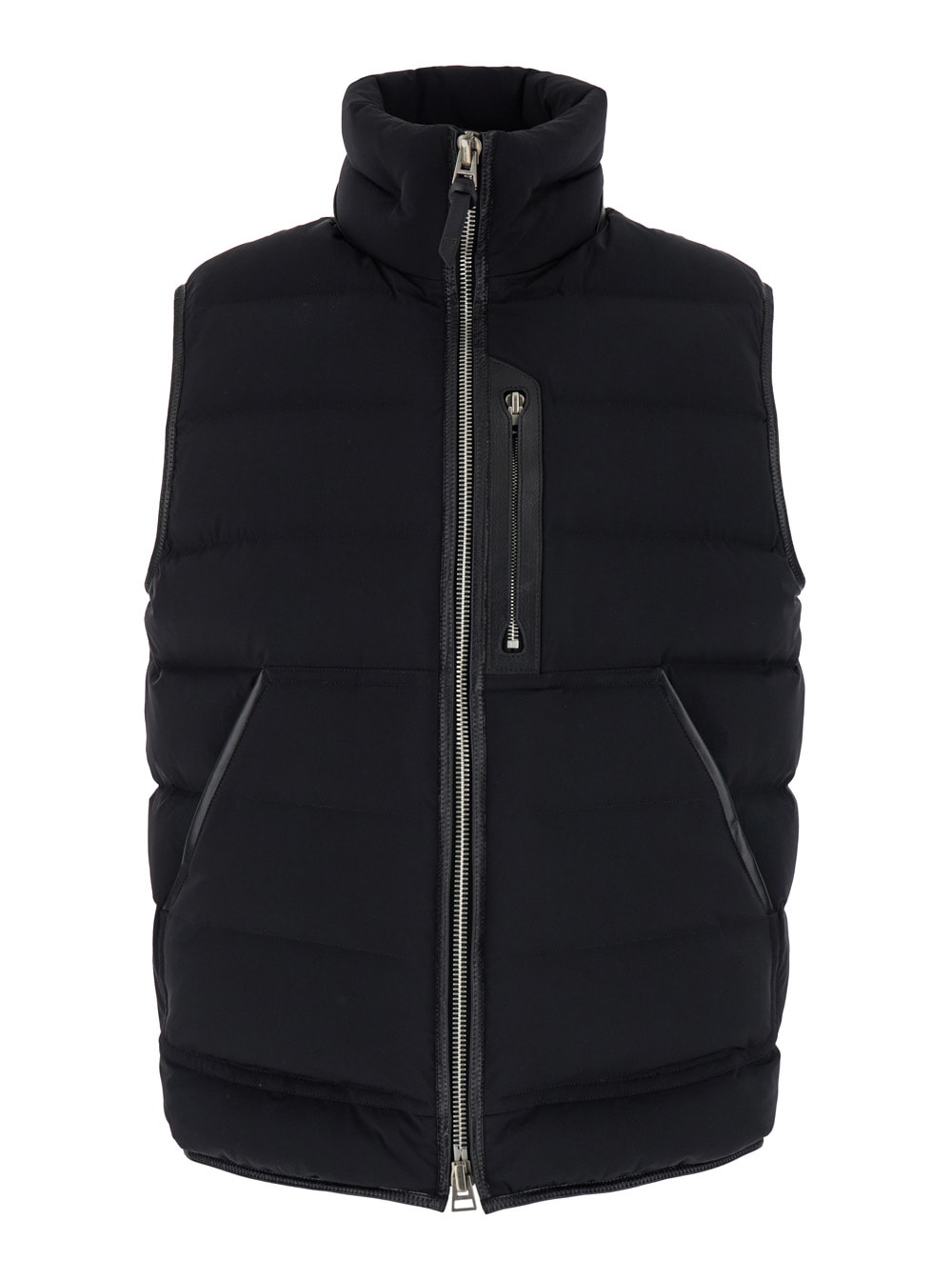 Shop Tom Ford Black Sleeveless Down Jacket With Zip Closure In Nylon Man