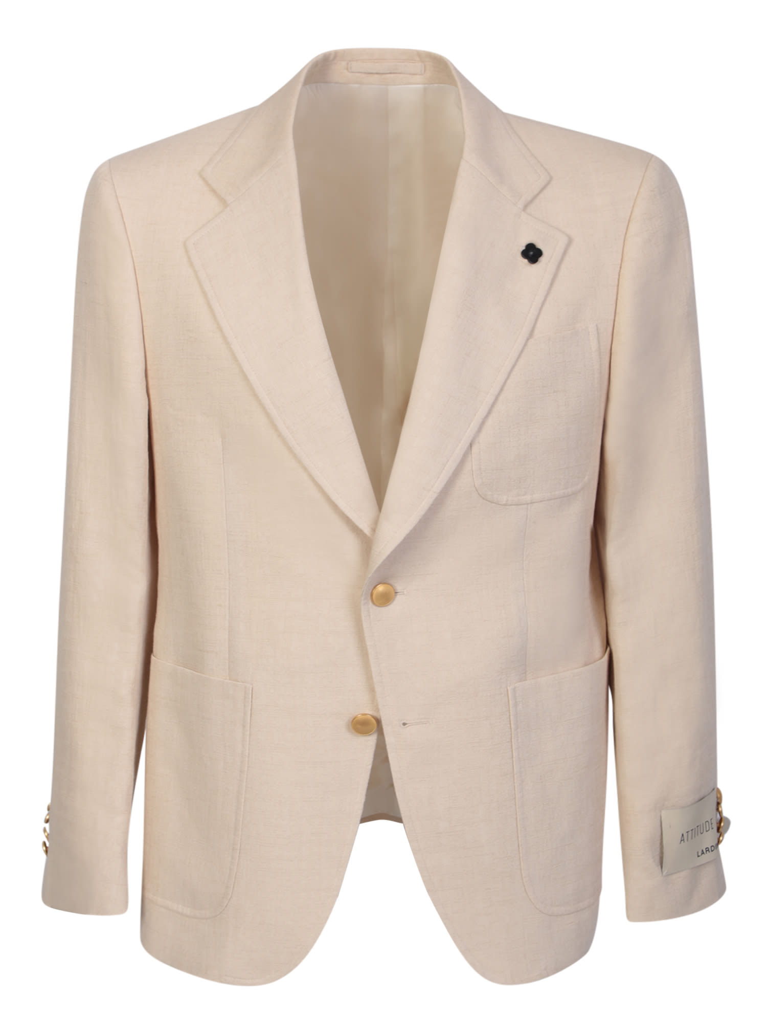 Shop Lardini Biege Single-breasted Jacket In Beige