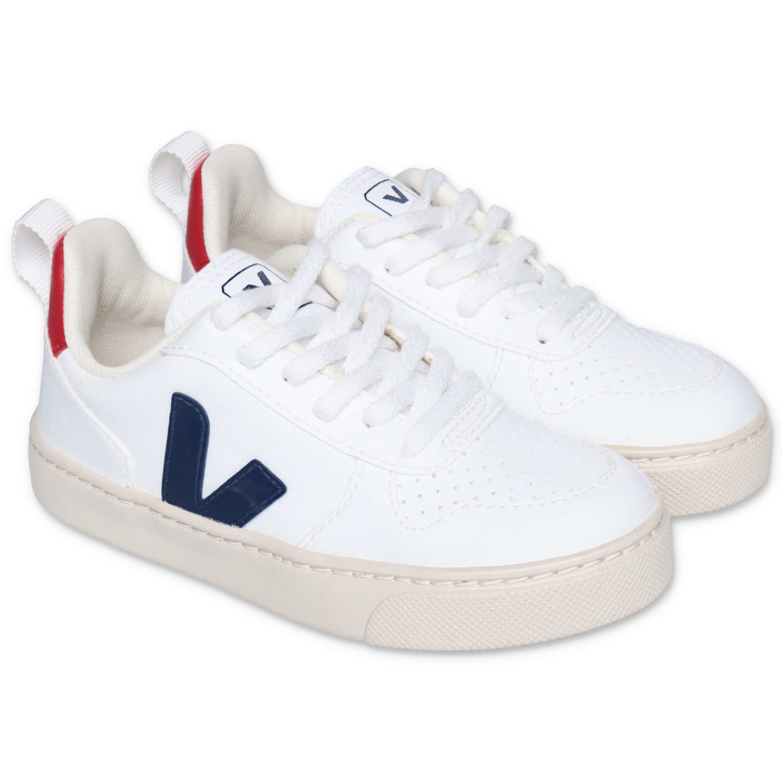 Veja Kids'  Sneakers Bianche In Similpelle Con Lacci In Bianco