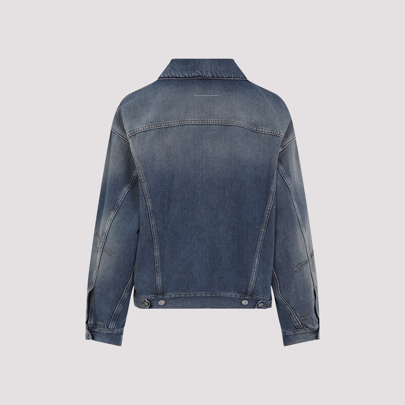 Mm6 Maison Margiela Faded Effect Denim Jacket In Grey Blue