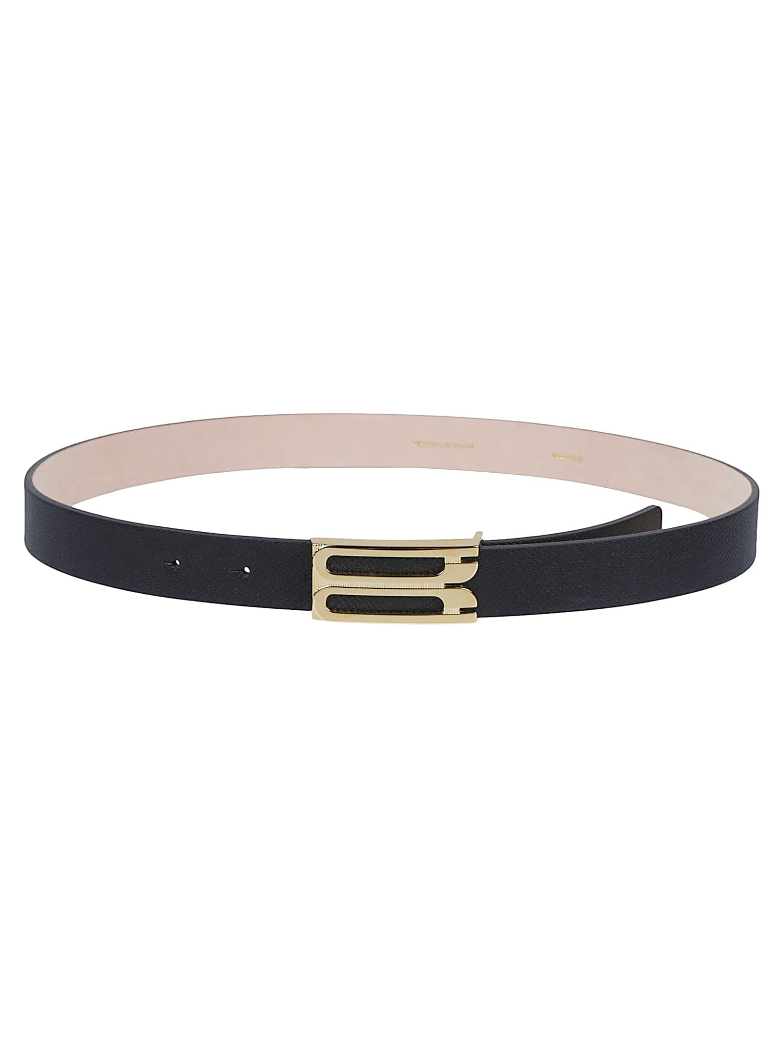Victoria Beckham Textured Black Calf Leather Belt In Black