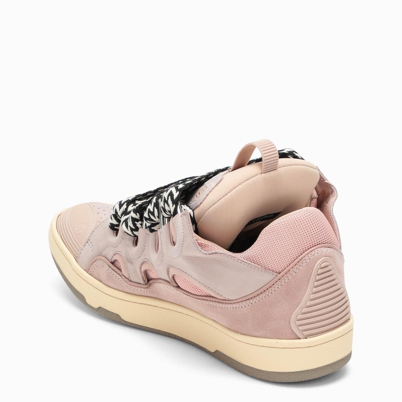 Shop Lanvin Pink Leather Curb Sneakers