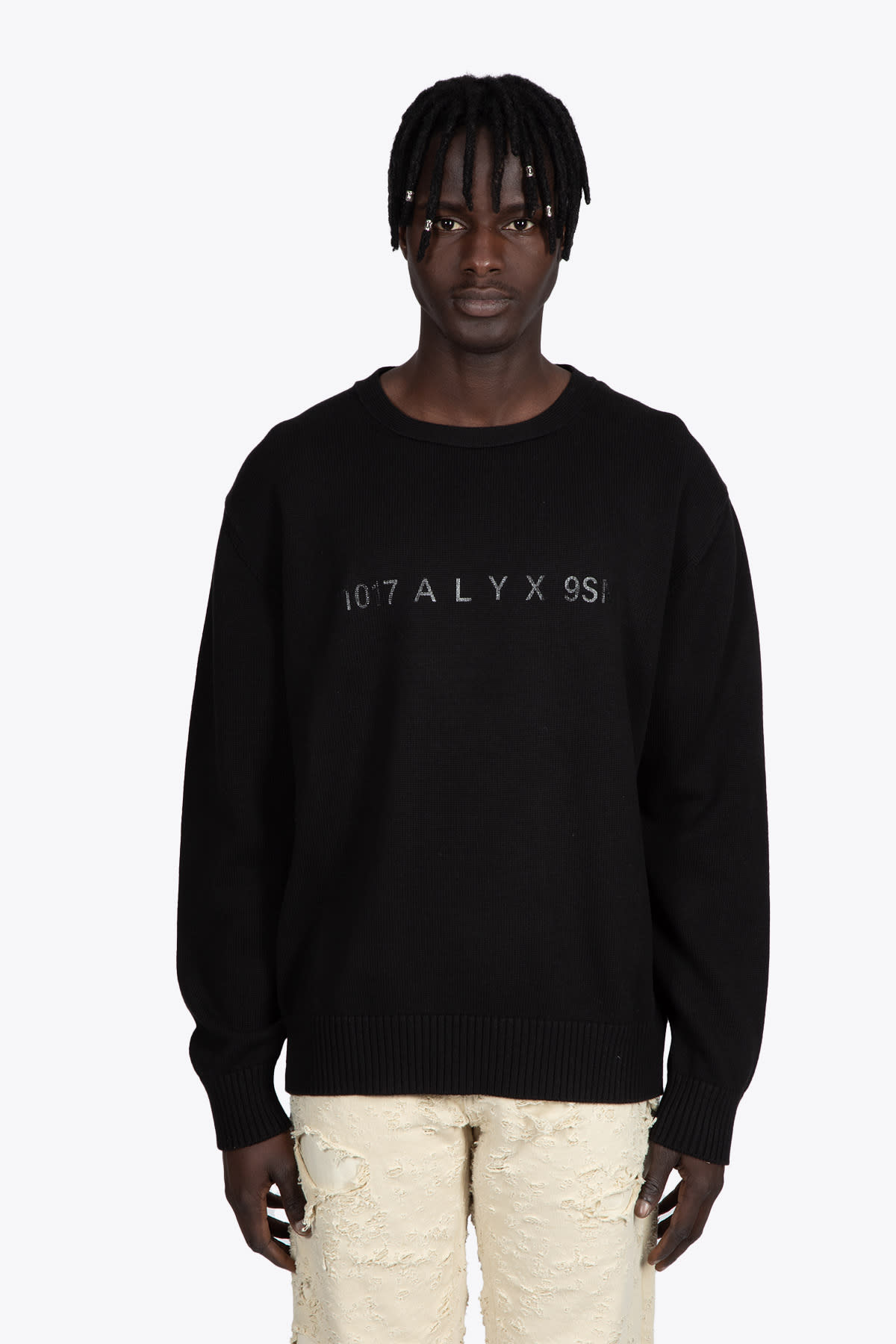 Alyx Treated Logo Crewneck Sweater Black Cotton Oversized Sweater With Logo - Treated Logo Crewneck Sweat In Nero