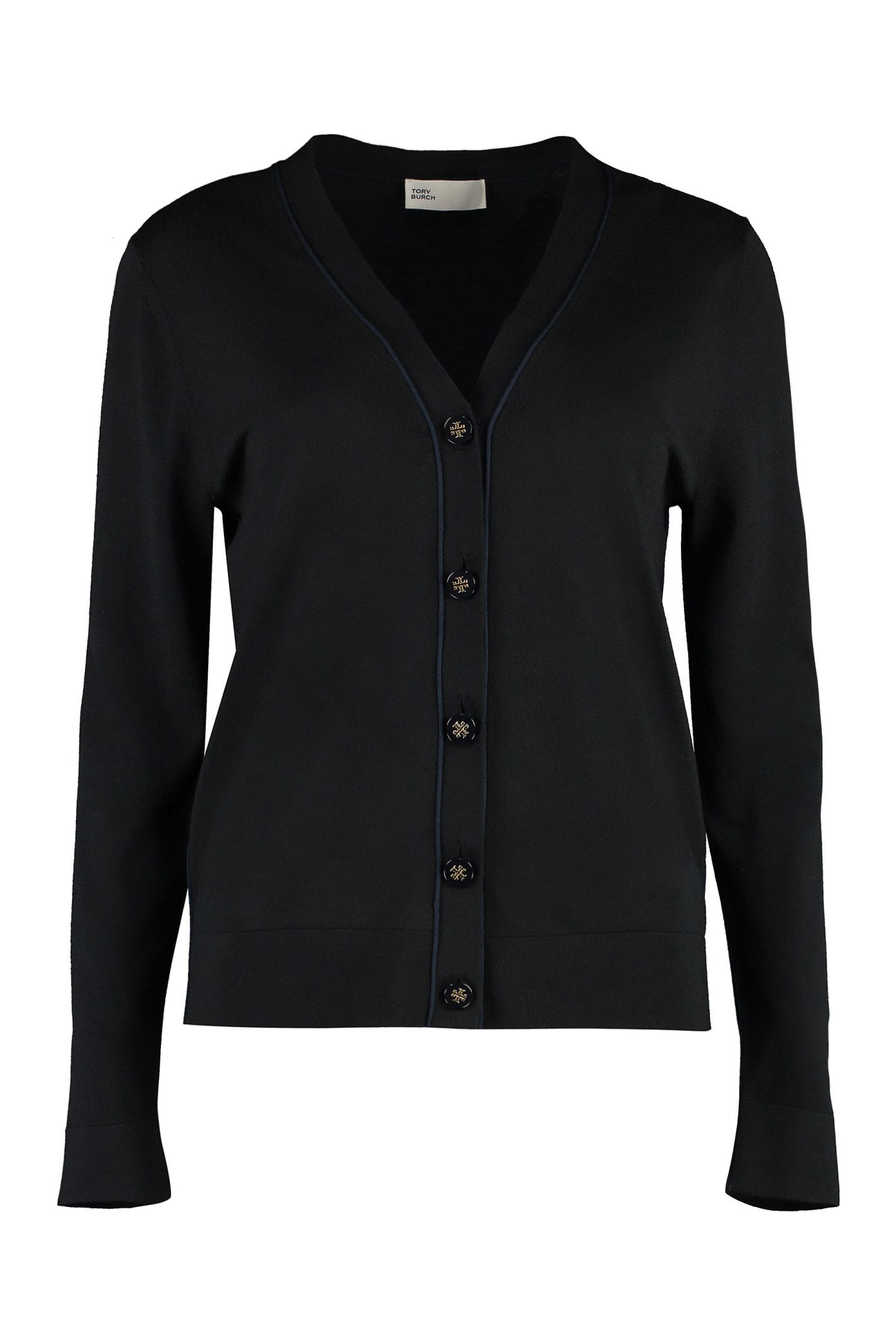 Shop Tory Burch Wool-blend Cardigan In Black