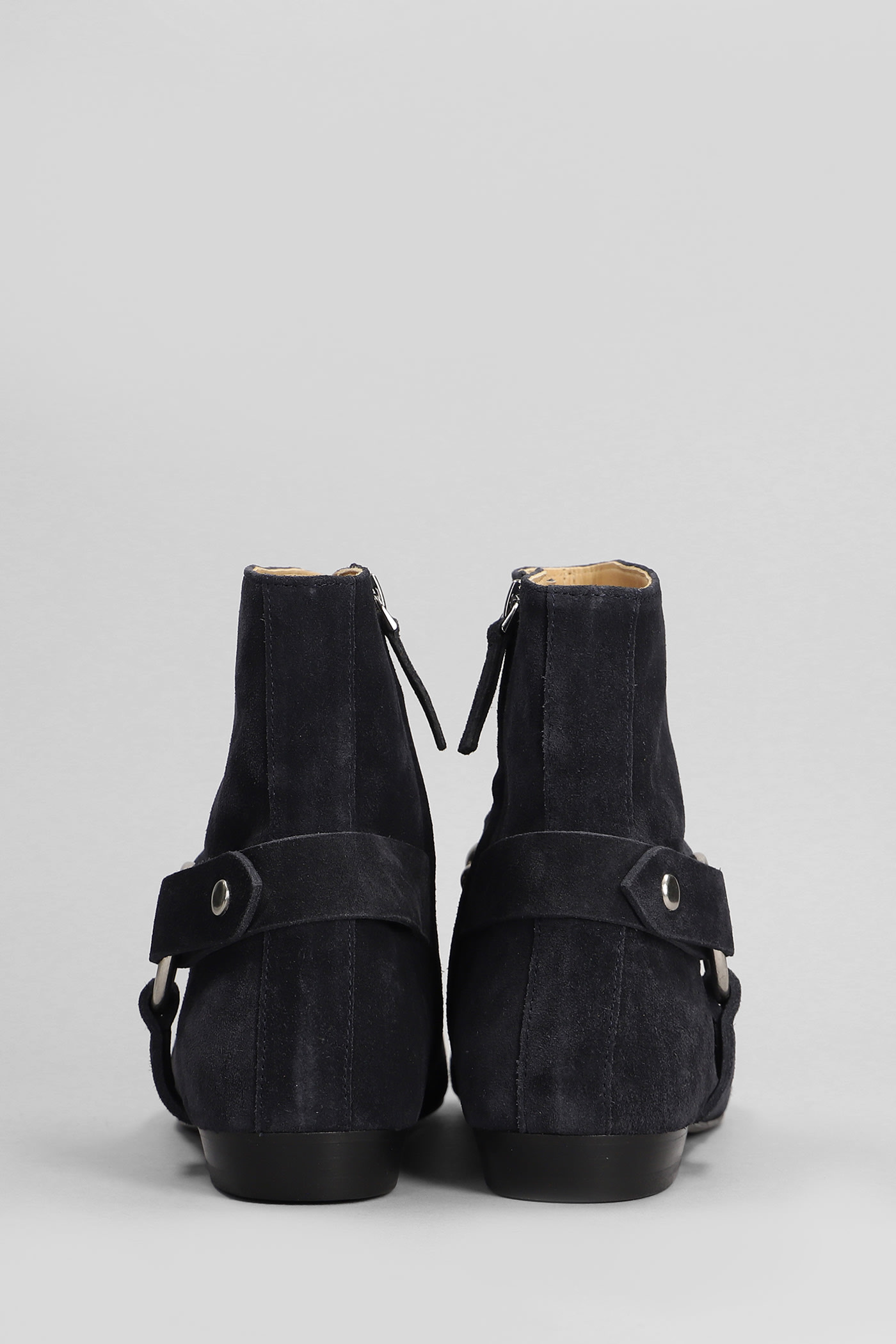 Shop Isabel Marant Siago Low Heels Ankle Boots In Black Suede