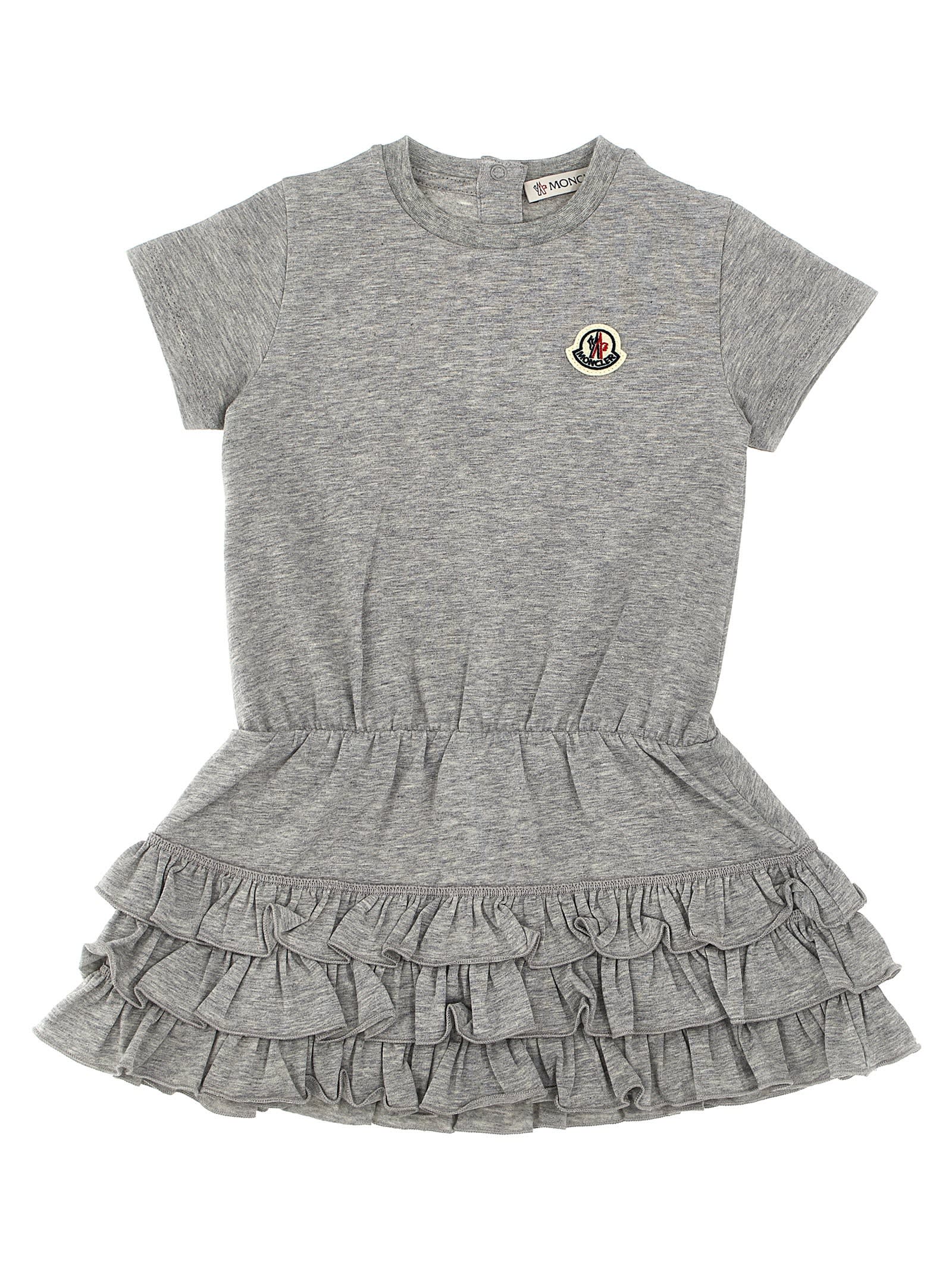 Shop Moncler Flounce Dress In Gray