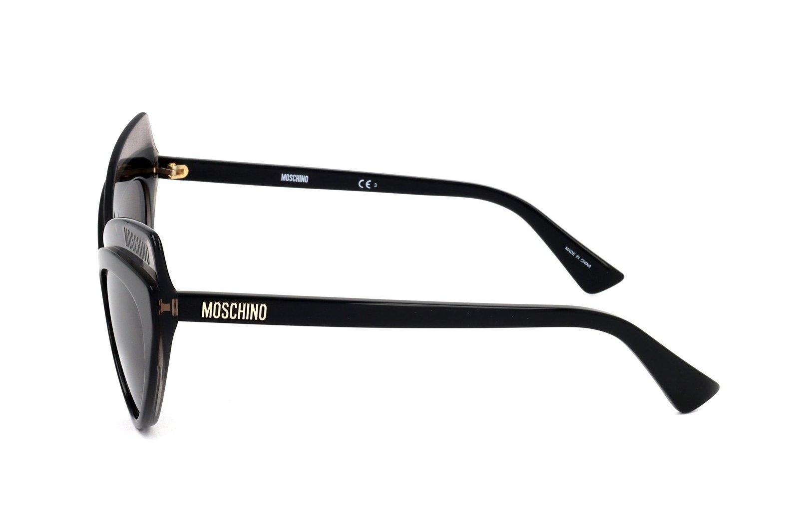 Shop Moschino Double Cat-eye Frame Tinted Sunglasses In 08a/ir Black Grey