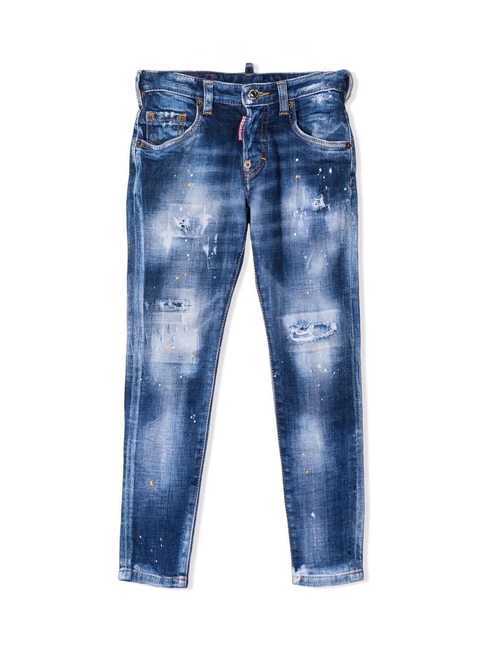 Dsquared2 Dark Blue Stretch-cotton Denim Jeans