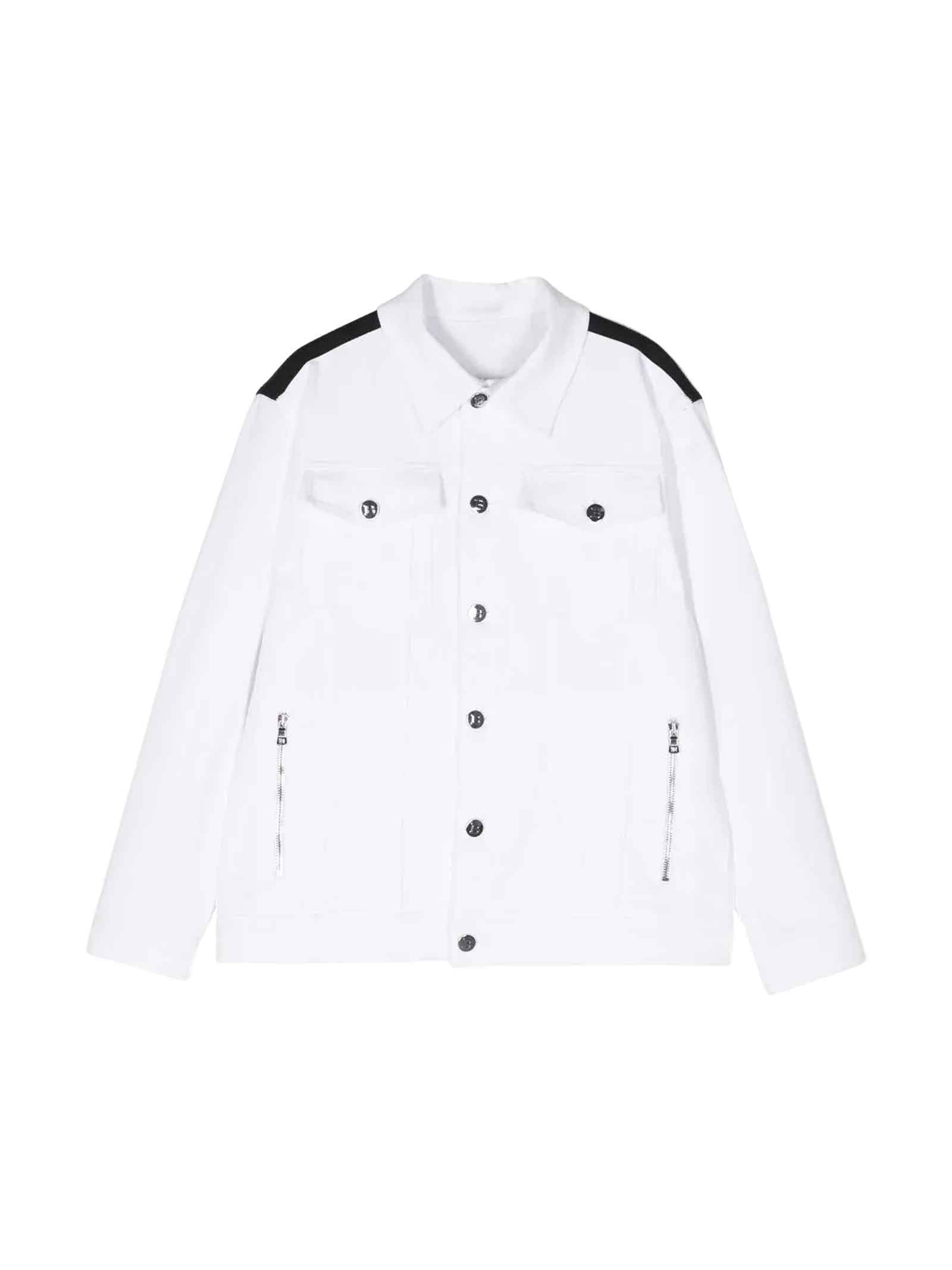 Shop Balmain White Jacket Unisex In Bianco/nero