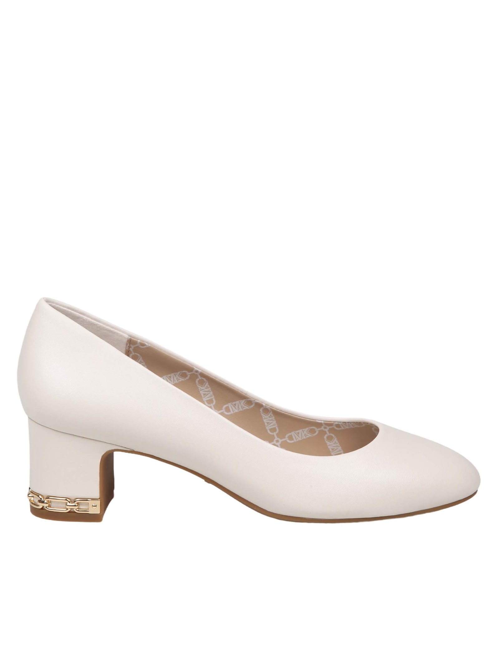 Shop Michael Kors June Flex Mid Pump In Cream Color Leather In Light Cream