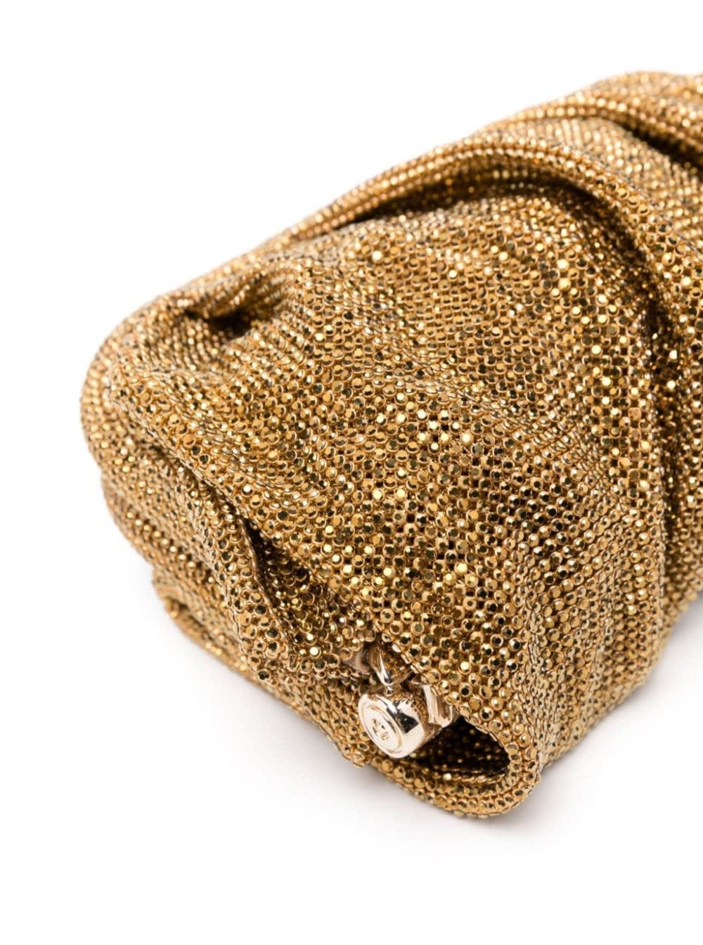 Shop Benedetta Bruzziches Venus La Petite Gold Clutch Bag In Fabric With Allover Crystals Woman In Golden