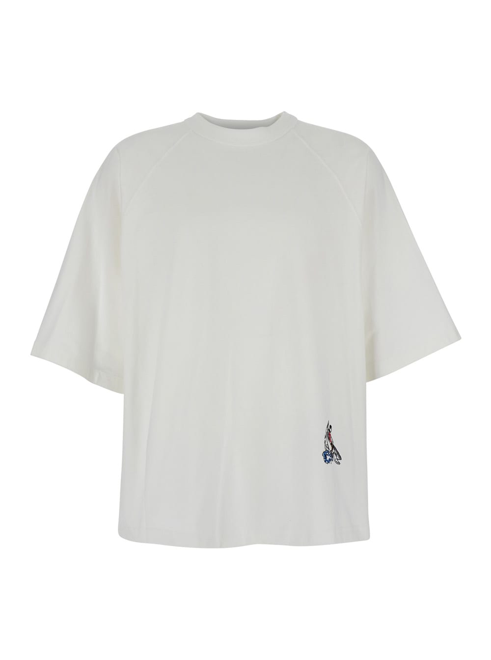 White T-shirt With Applied Patch On The Front In Cotton Man