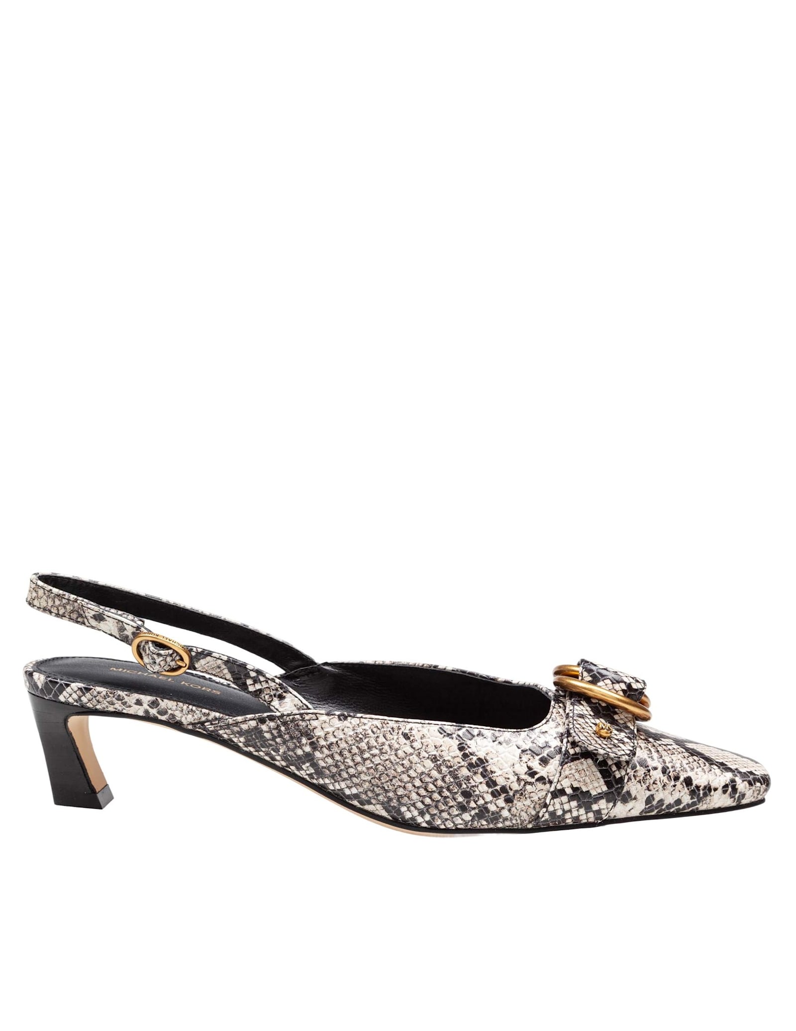 Michael Kors Jaden Kitten Slingbacks In Python-effect Leather In Multi