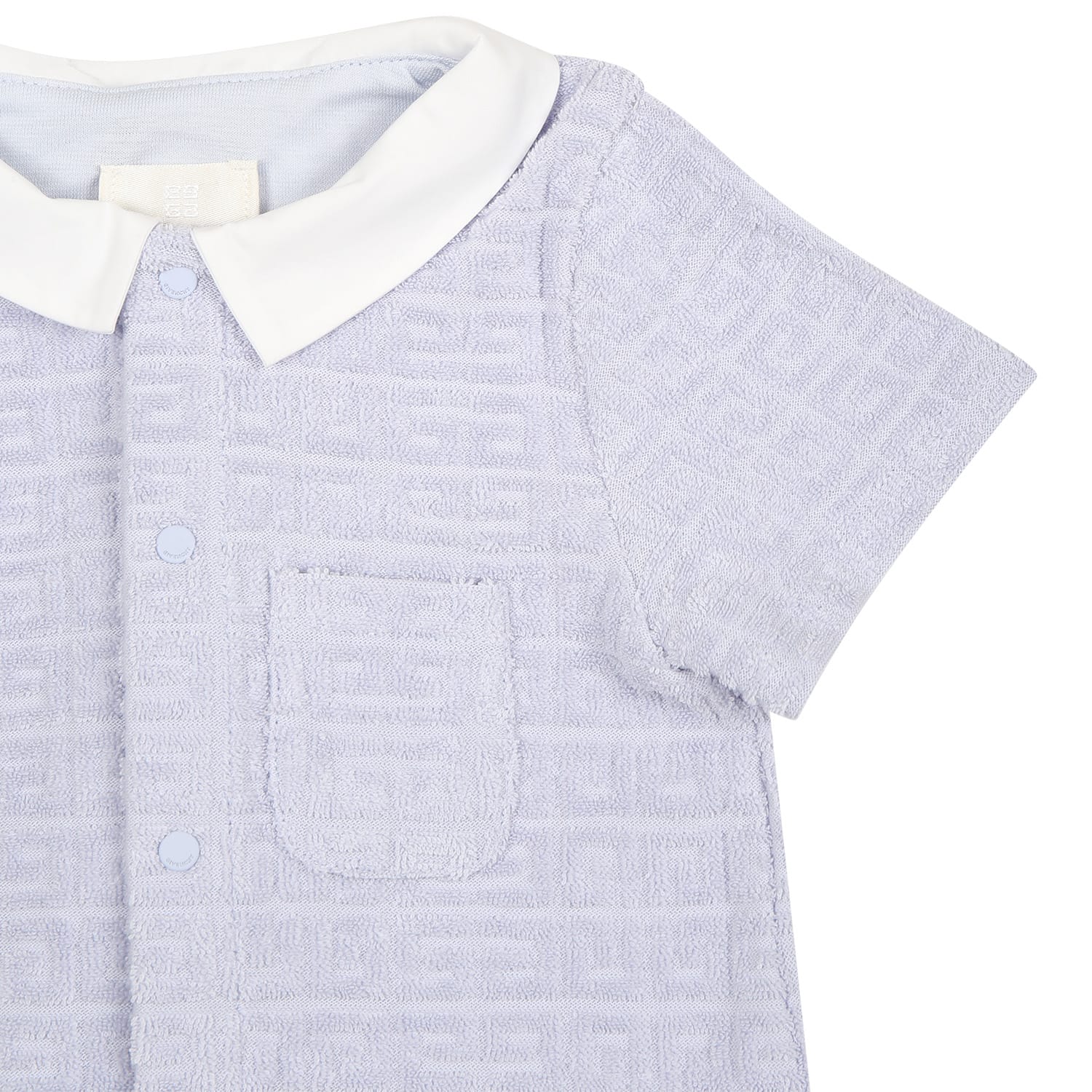 Shop Givenchy Sky Blue Romper For Baby Boy With Logo In Light Blue