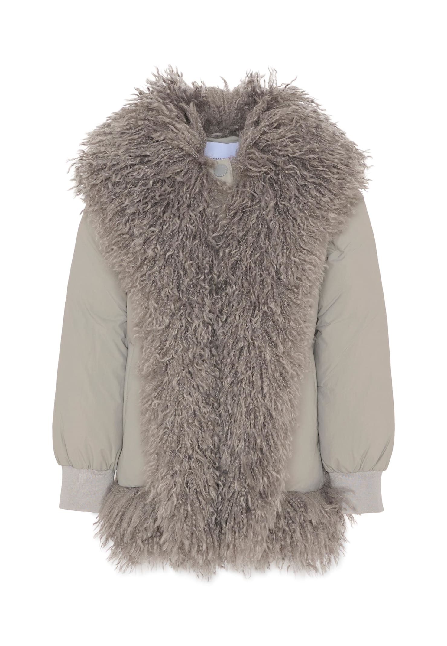 Pinko Faux-fur Trim Coat In Gray