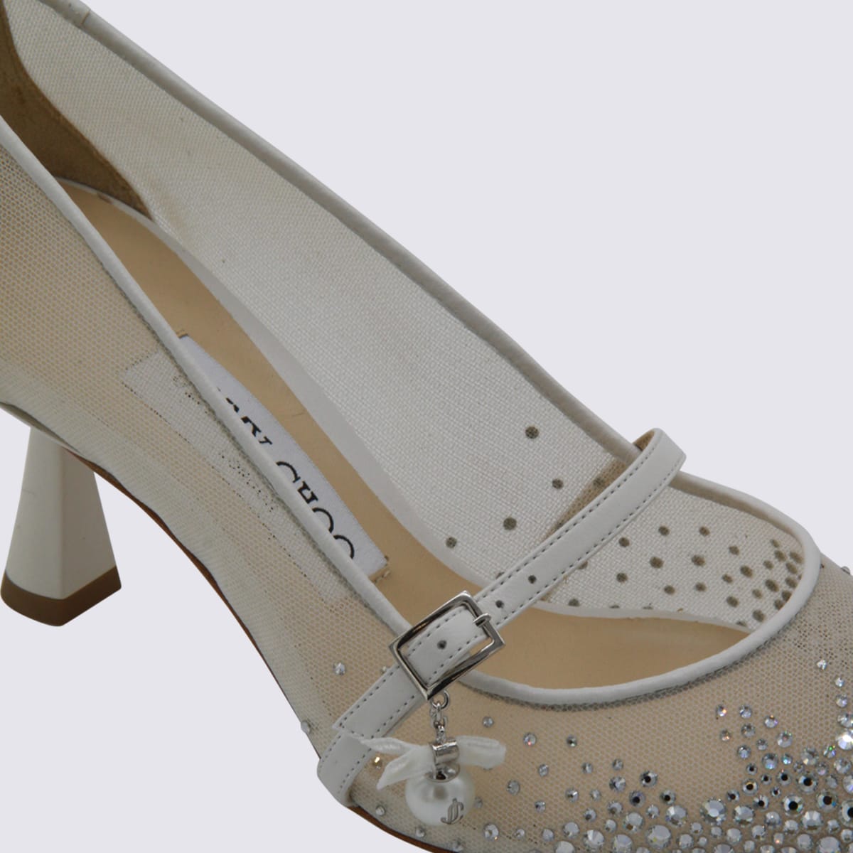 Jimmy Choo White And Crystal Aren Pumps In White