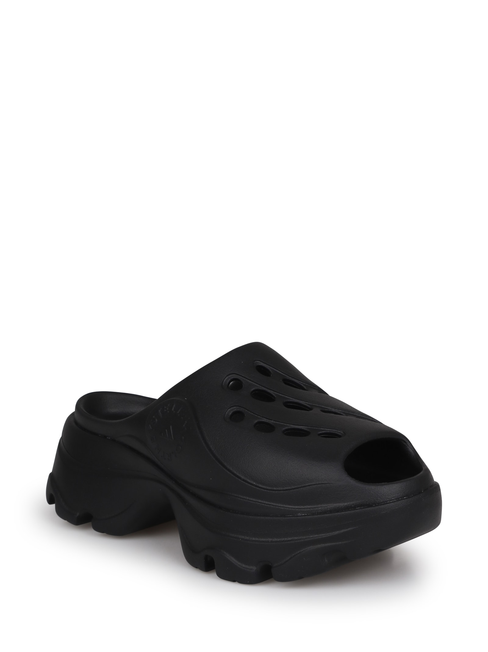 Shop Adidas By Stella Mccartney Logo-embossed Perforated Clogs