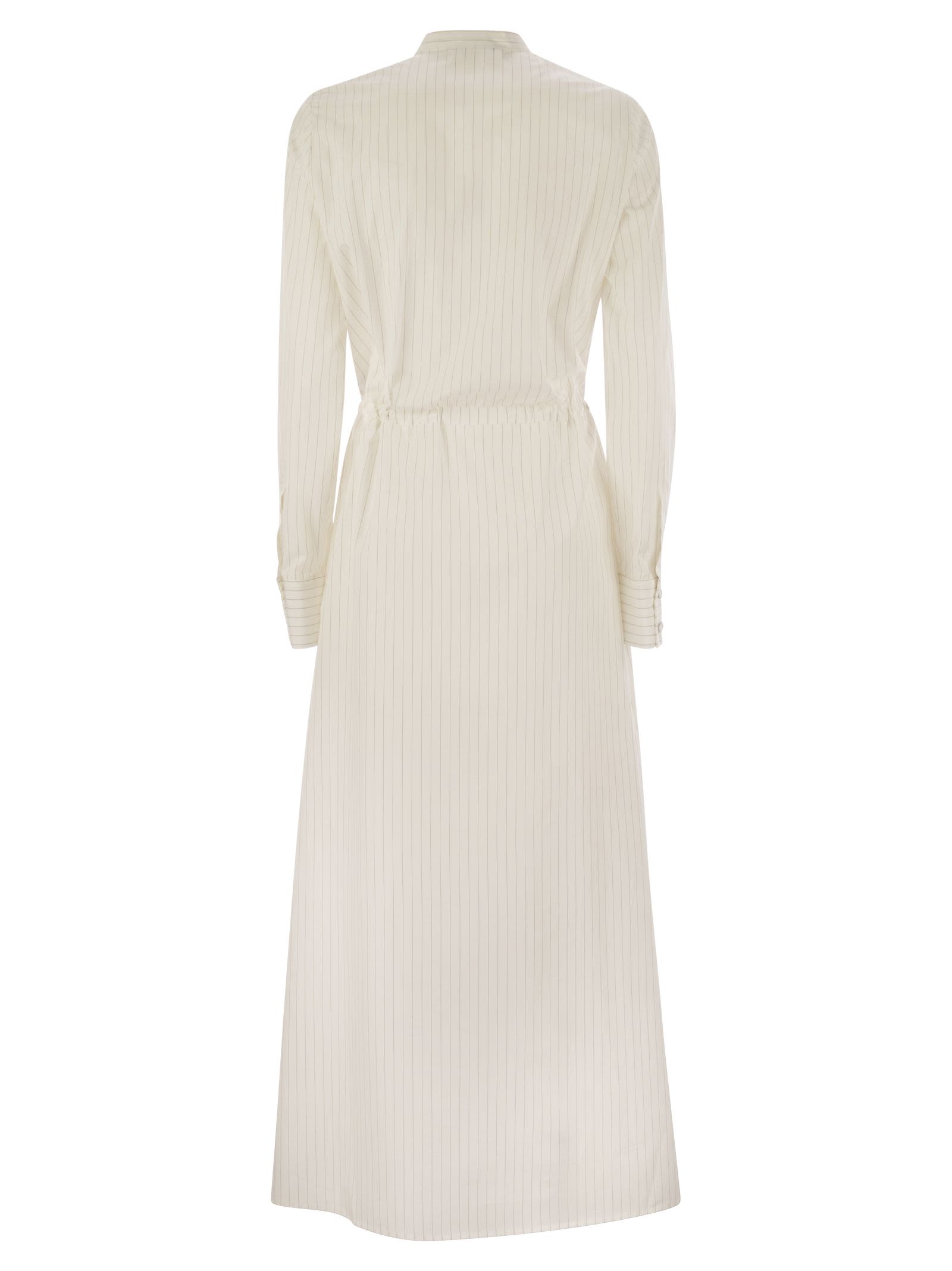 Shop Fabiana Filippi Long Cotton Chemisier Dress In White