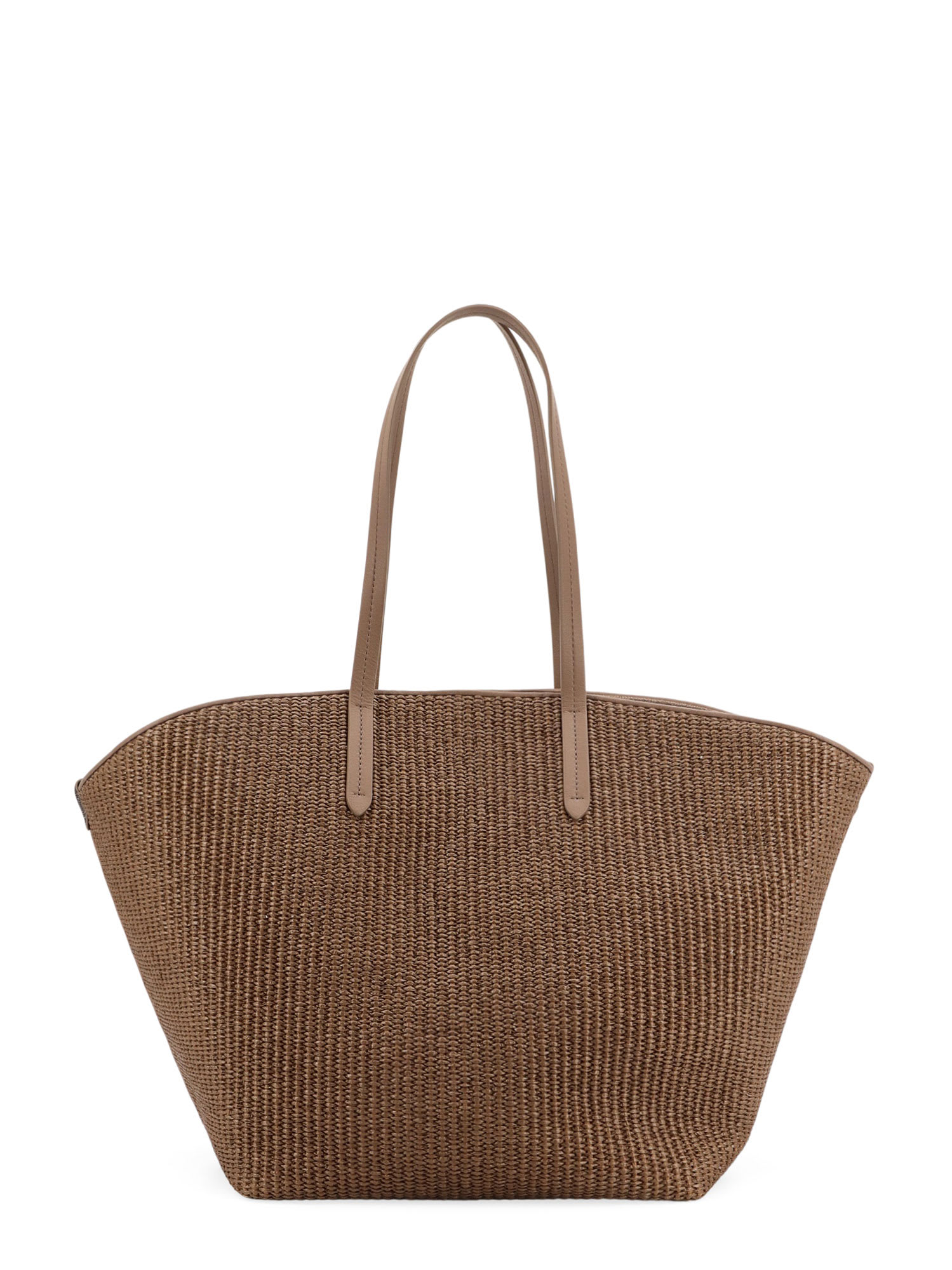 Brunello Cucinelli Braided Rafia Shoulder Bag In Brown