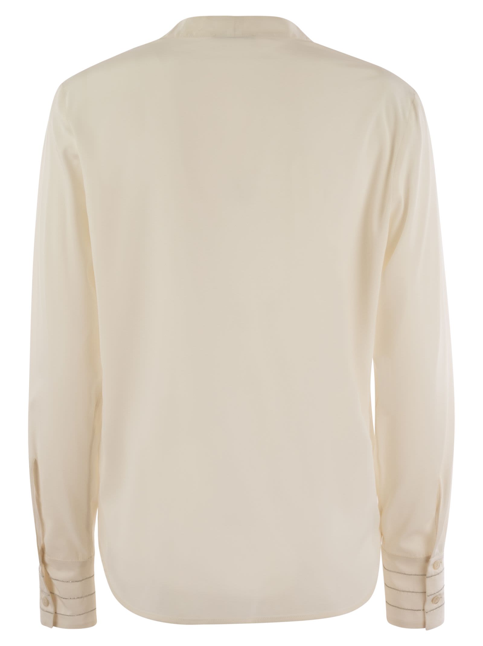 Peserico Silk Crepe Shirt In Pearl