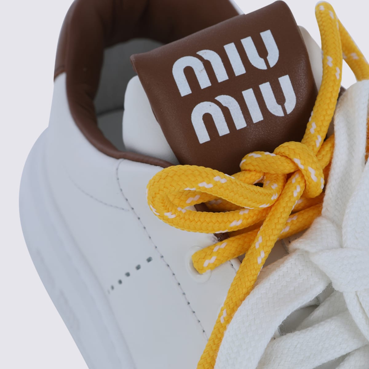 Miu Miu White Leather Sneakers In White