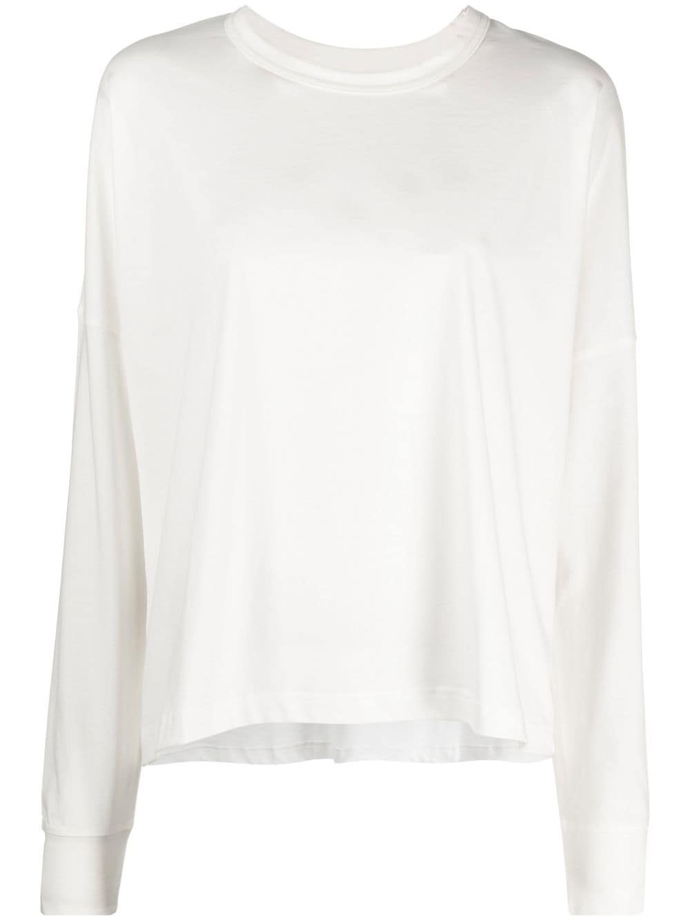 Studio Nicholson Long Sleeve Knit T-shirt With Crew Neck In Optic White