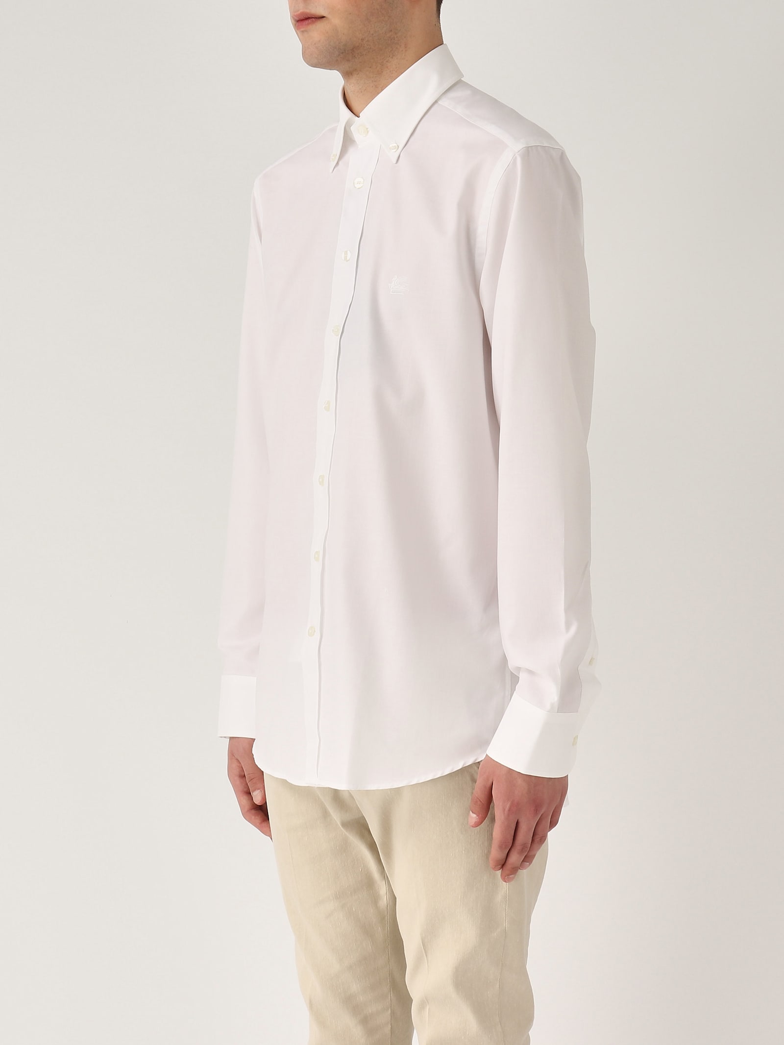 Etro Camicia Collo Francese Stretch Shirt In White