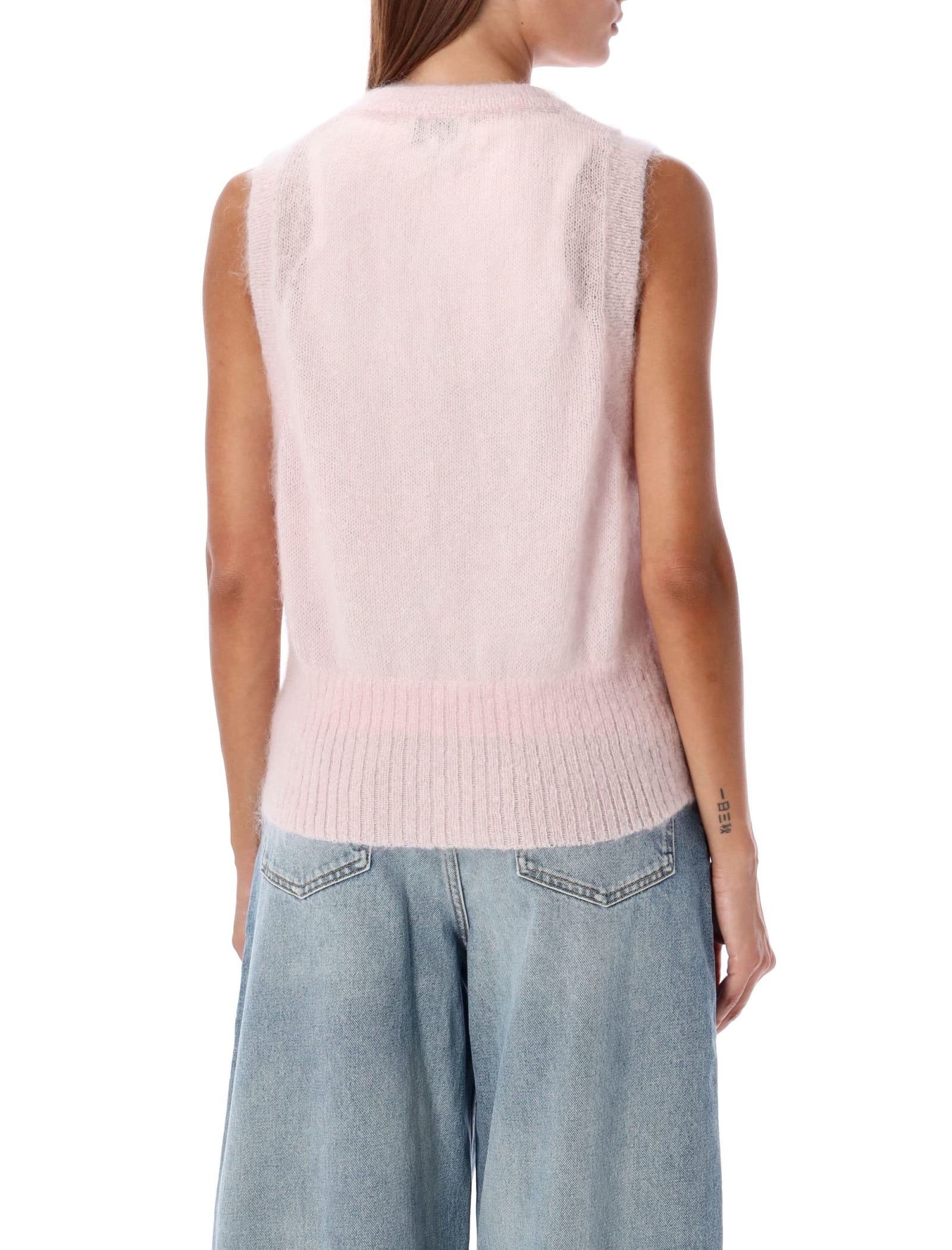 Shop Ganni Light Mohair Tie Vest In Lilac Sachet